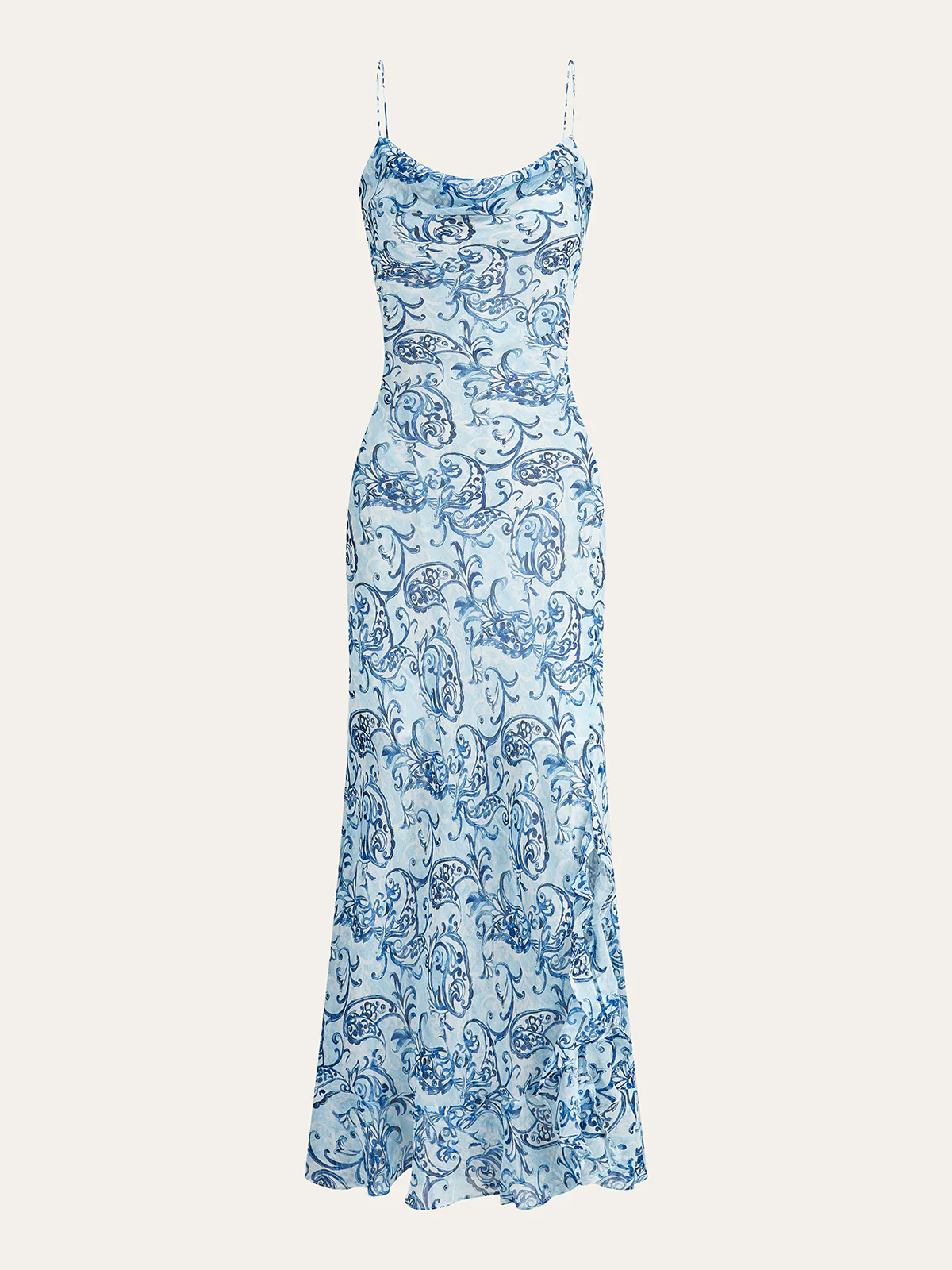 Paisley Print Backless Maxi Dress - Wholesalesil