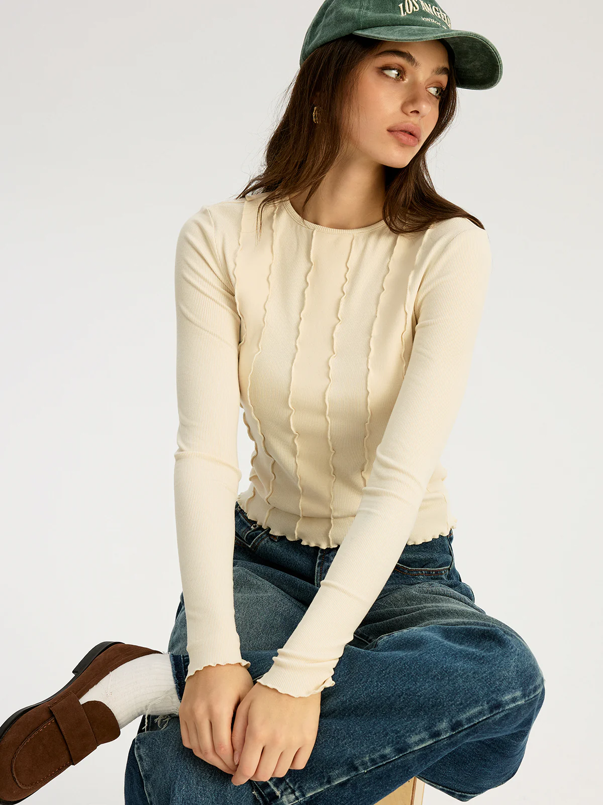 Seam Detail Ribbed Jersey Top - Wholesalesil