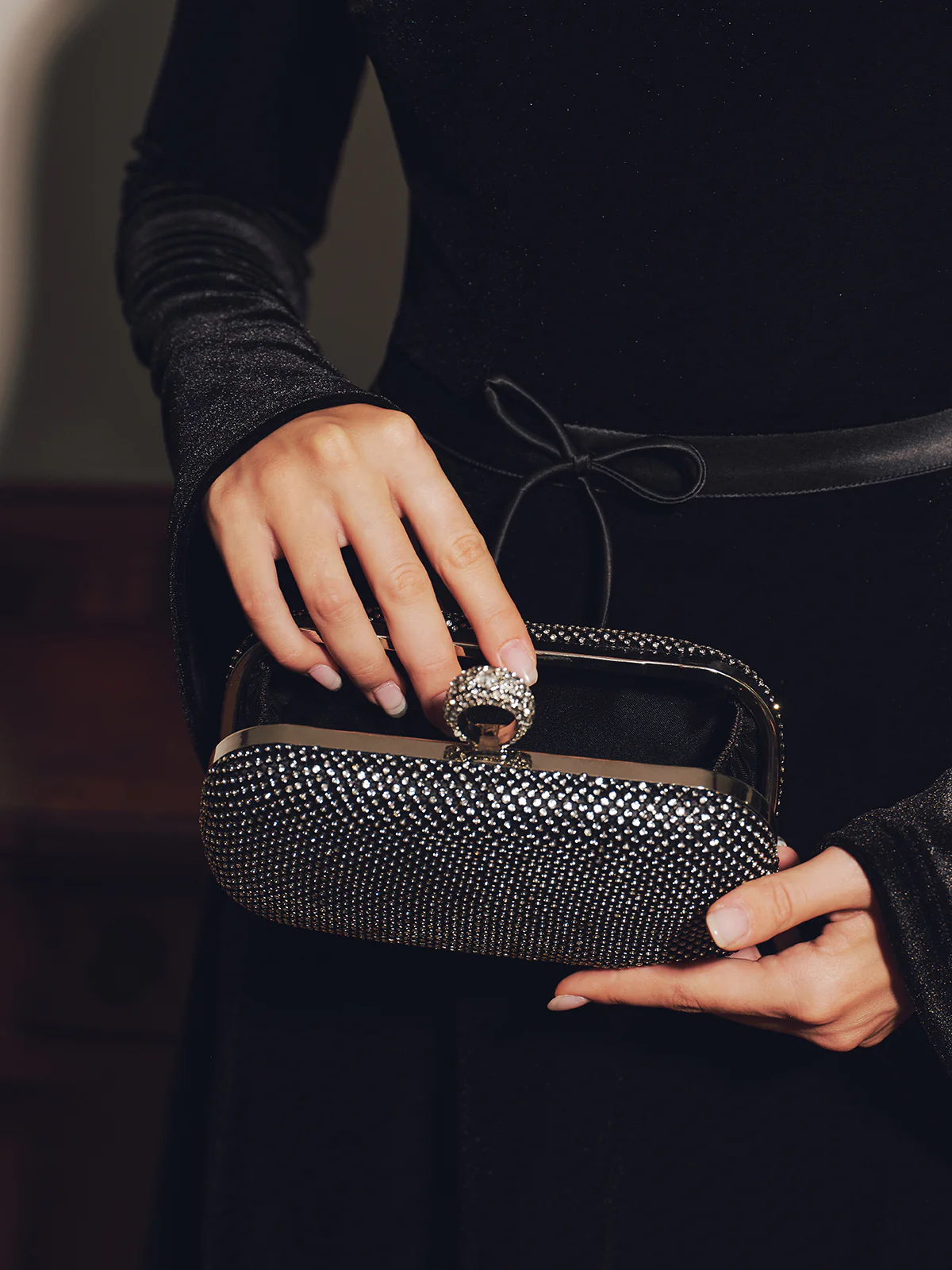 Rhinestone Embellished Clutch Bag - Wholesalesil