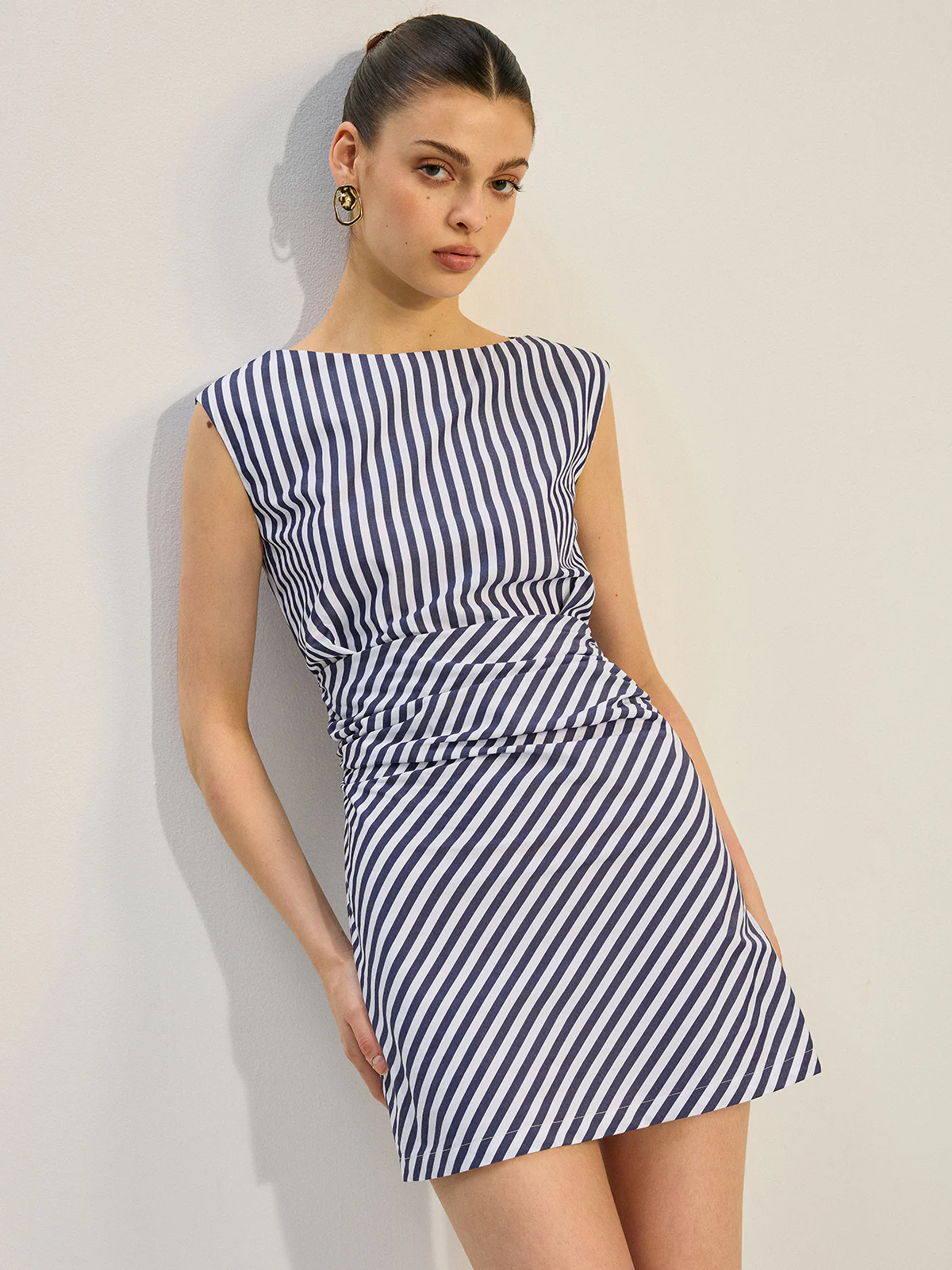 Striped Ruched Mini Dress - Wholesalesil