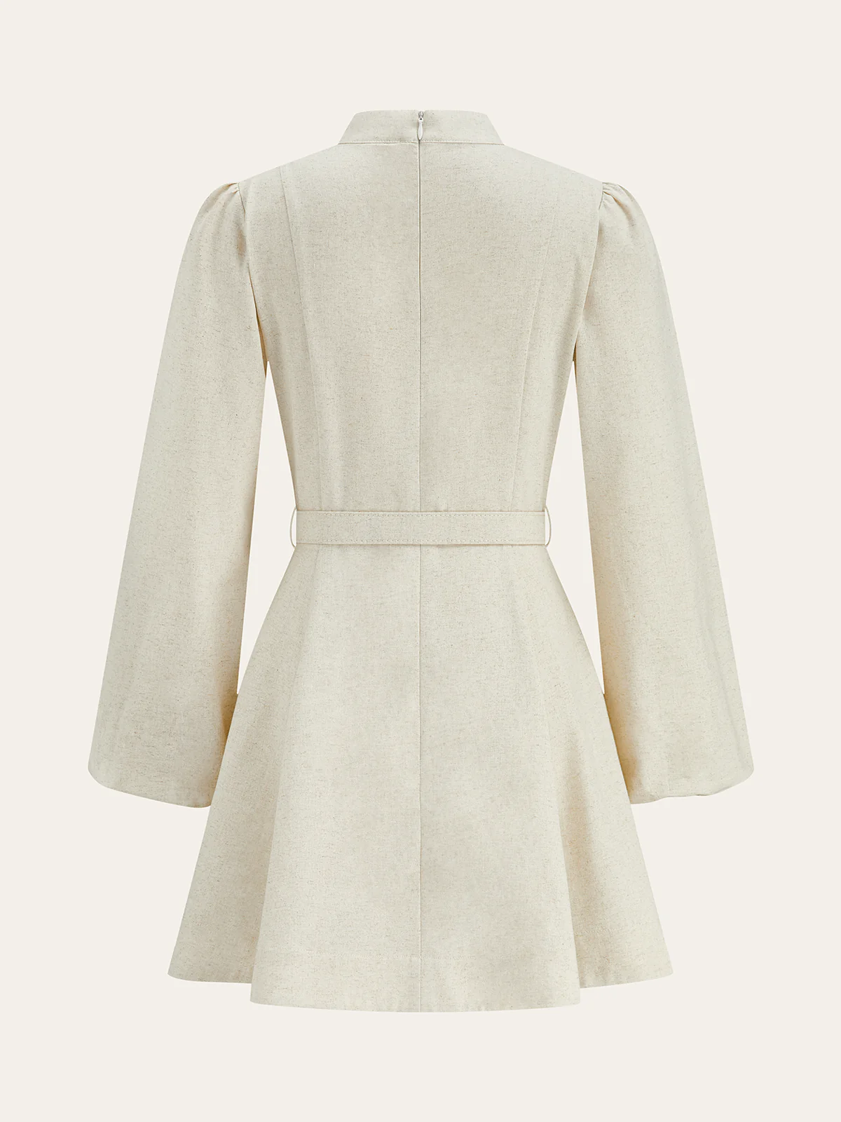 Cotton & Linen Belted Button Mini Dress - Wholesalesil