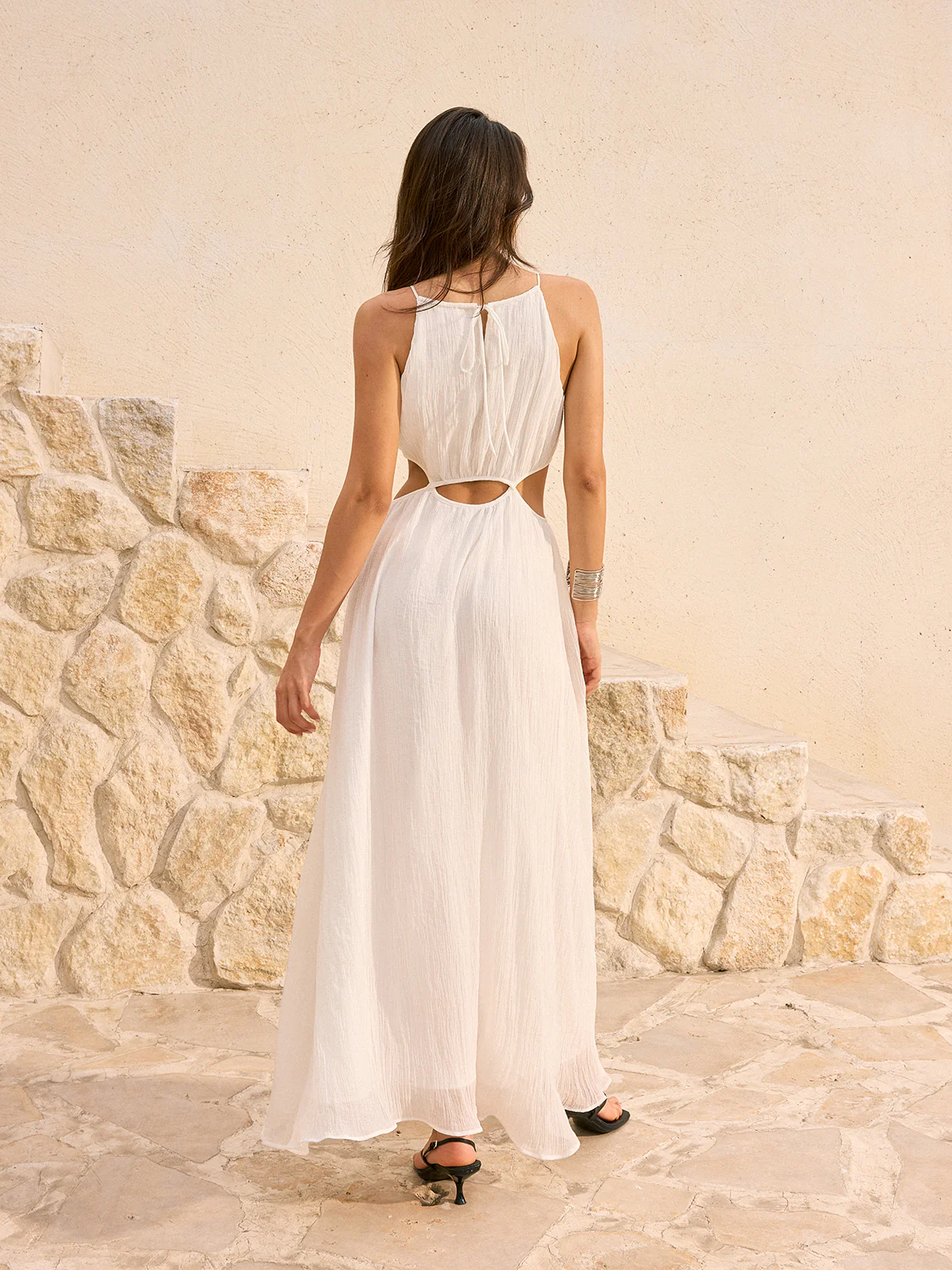 Cut-Out Maxi Dress With Slit - Wholesalesil