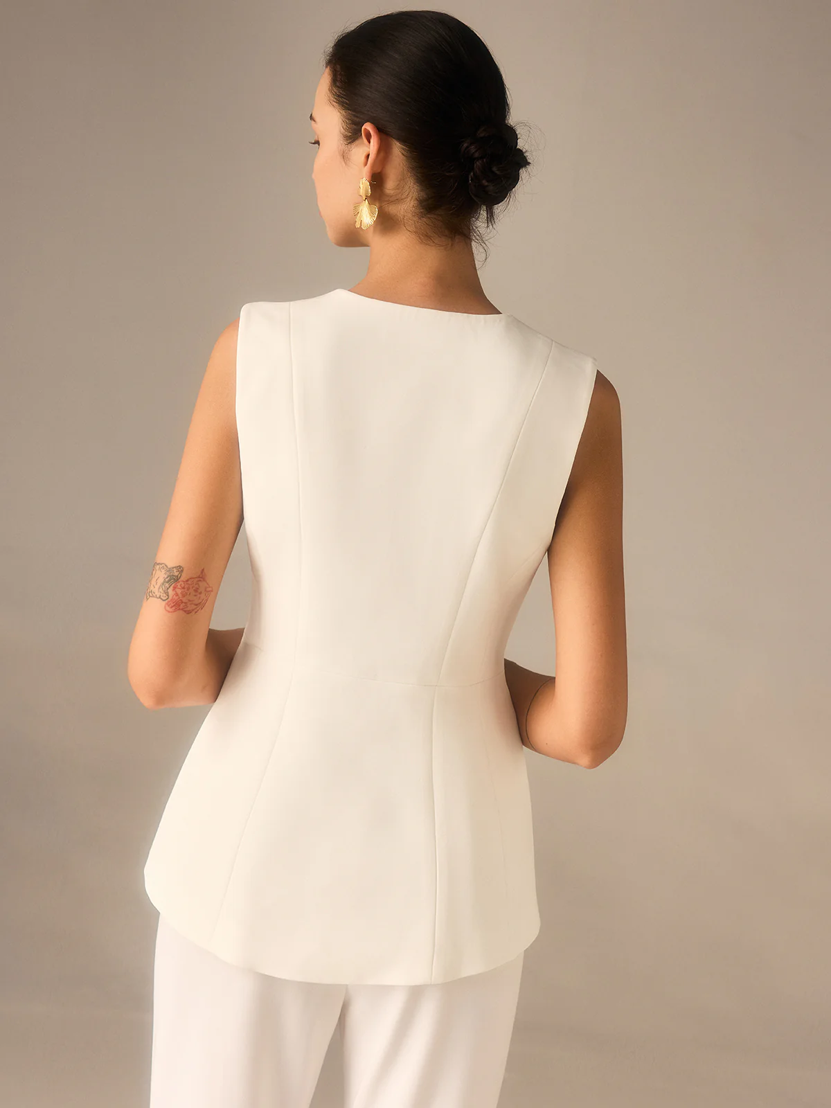 Single Button V-Neck Vest - Wholesalesil