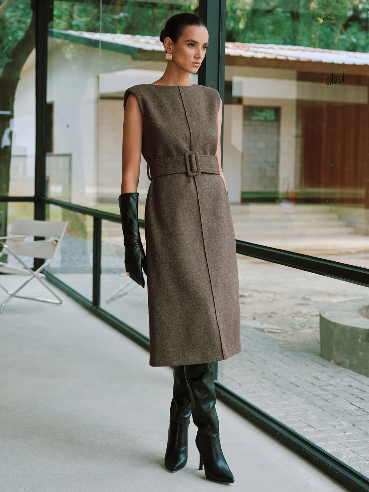 Belted Sleeveless Midi Dress - Wholesalesil