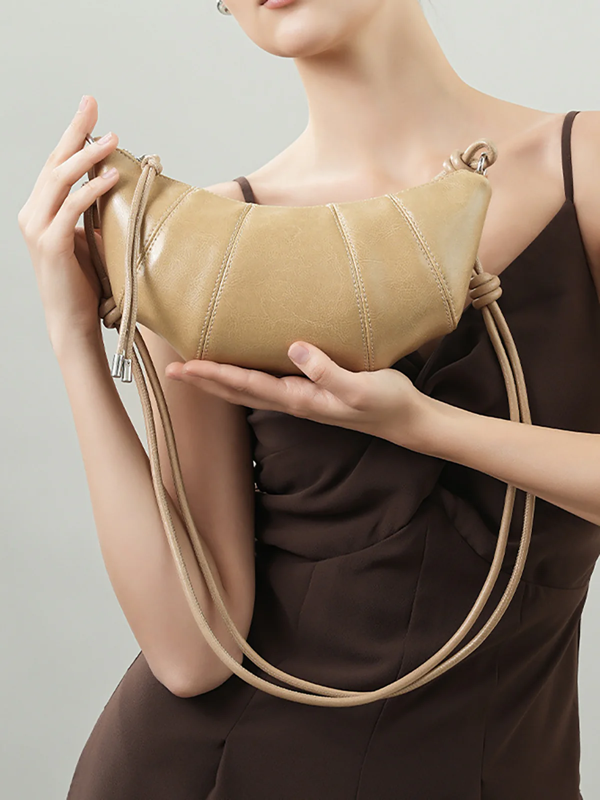 Leather Crescent Crossbody Bag - Wholesalesil