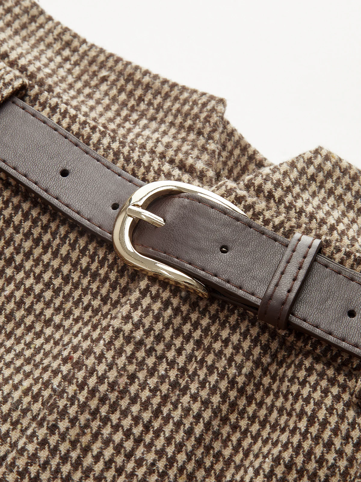 Belted Houndstooth Tweed Shorts - Wholesalesil