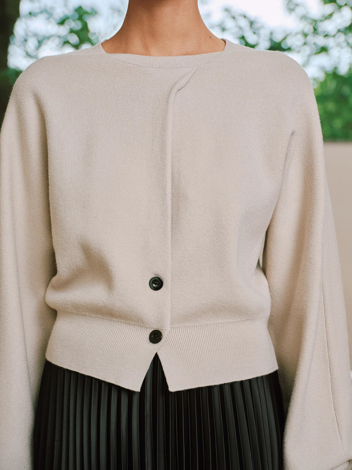 Button Detail Long Sleeve Sweater - Wholesalesil