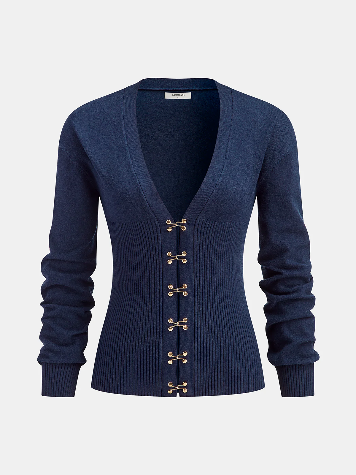 Hook-and-Eye Deep V-Neck Cardigan - Wholesalesil