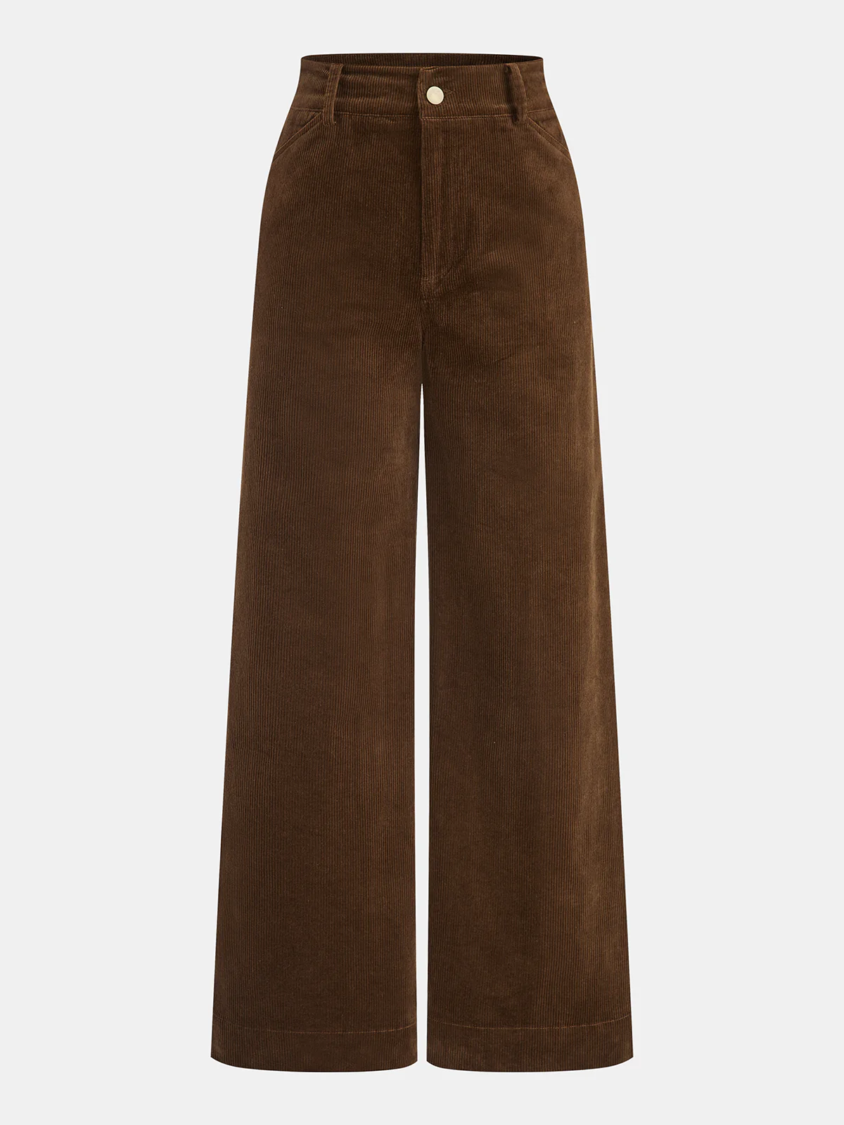 Mid-Waist Corduroy Wide-Leg Pants - Wholesalesil