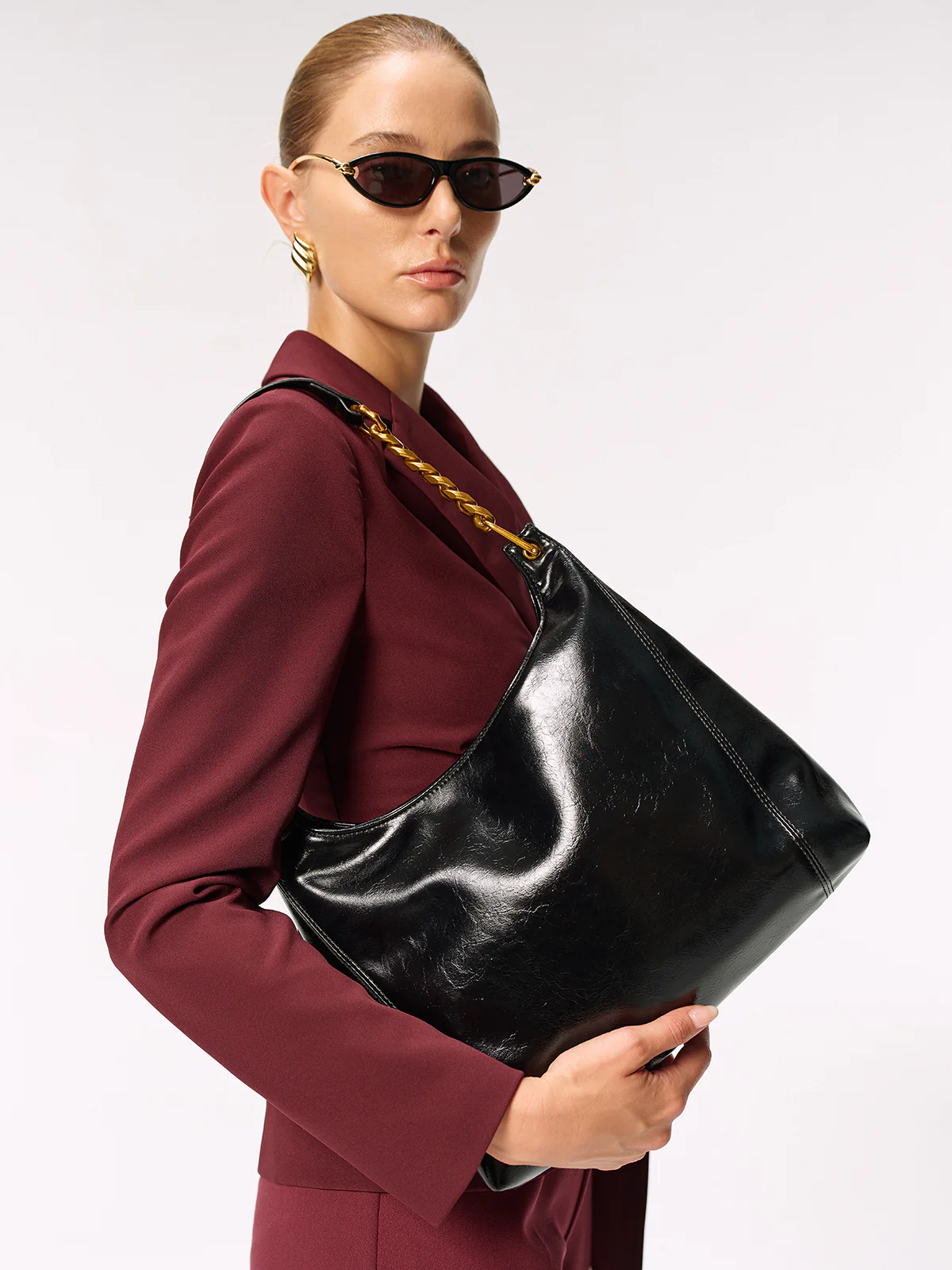 Chain PU Leather Shoulder Bag - Wholesalesil