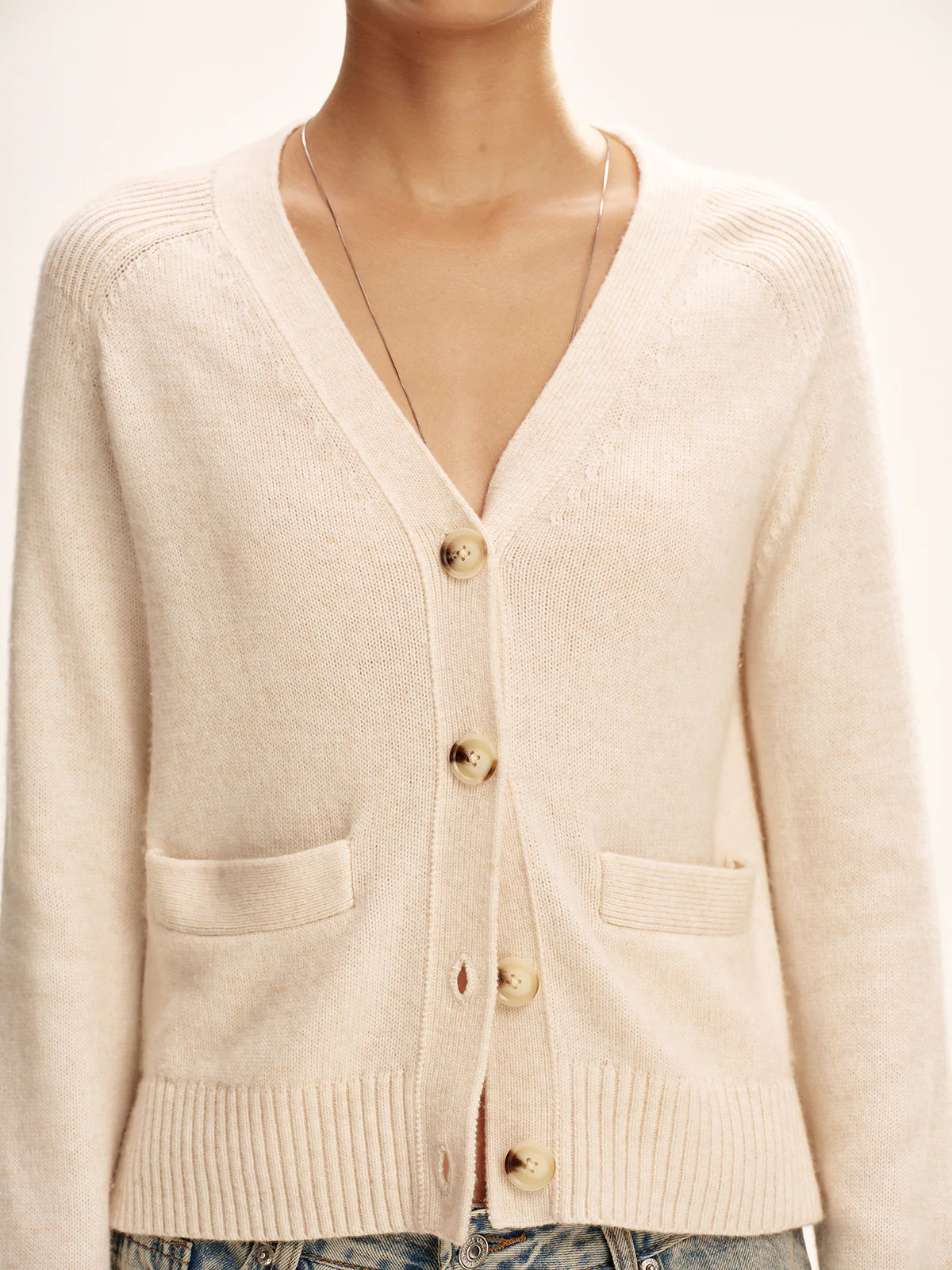 V-Neck Wool Blend Cardigan - Wholesalesil