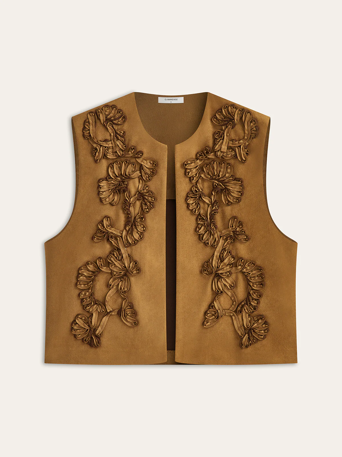 Floral Applique Suede Effect Vest - Wholesalesil