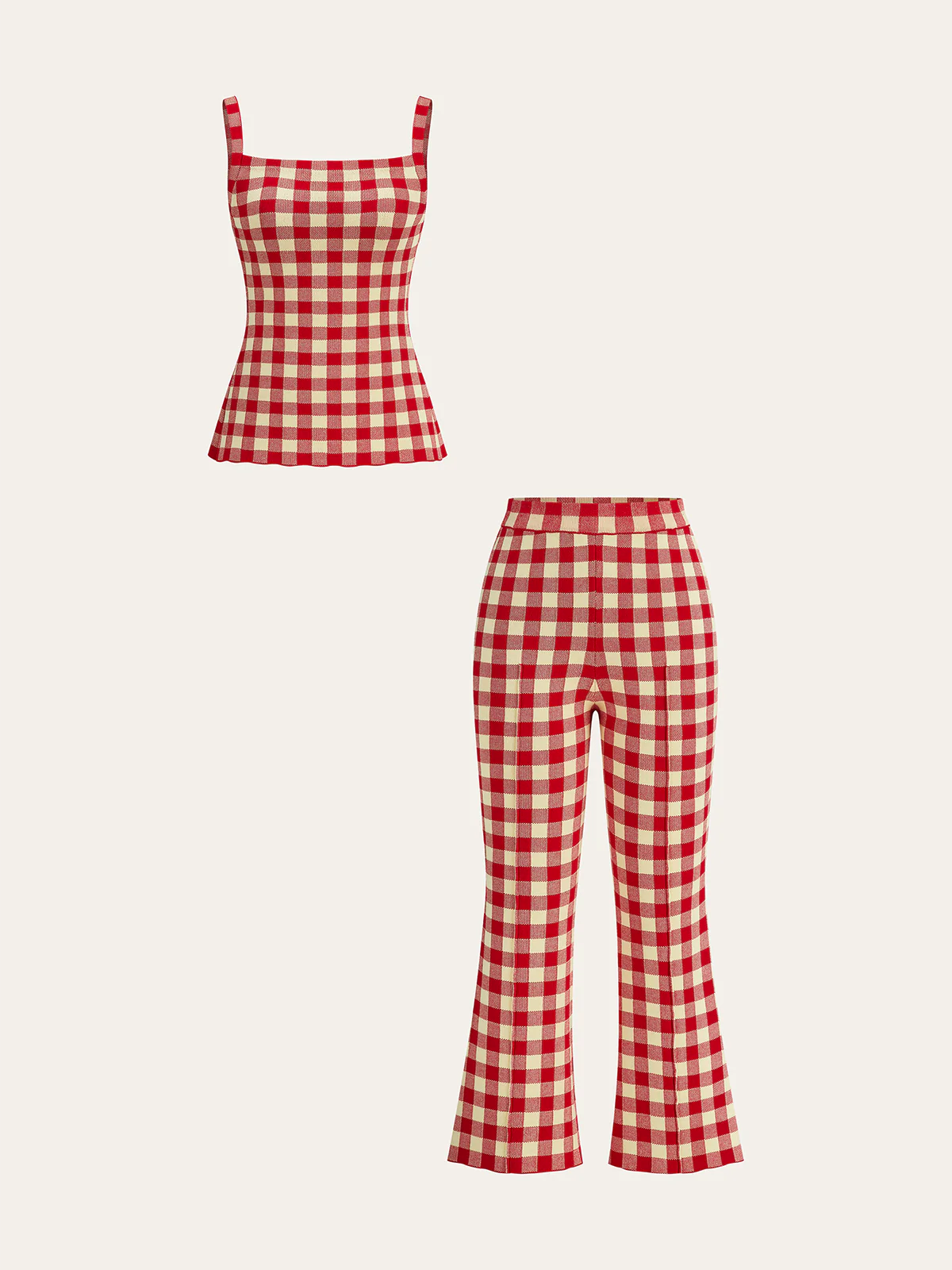 Gingham Print Pants Set - Wholesalesil