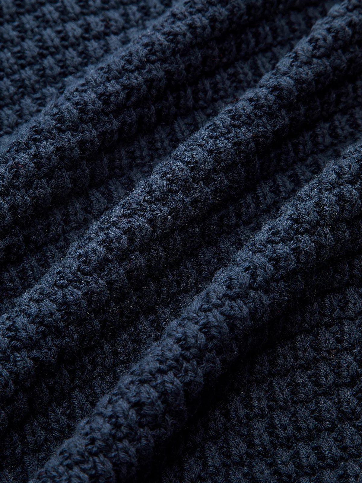 Denim Panel Polo Collar Cable Knit Sweater - Wholesalesil