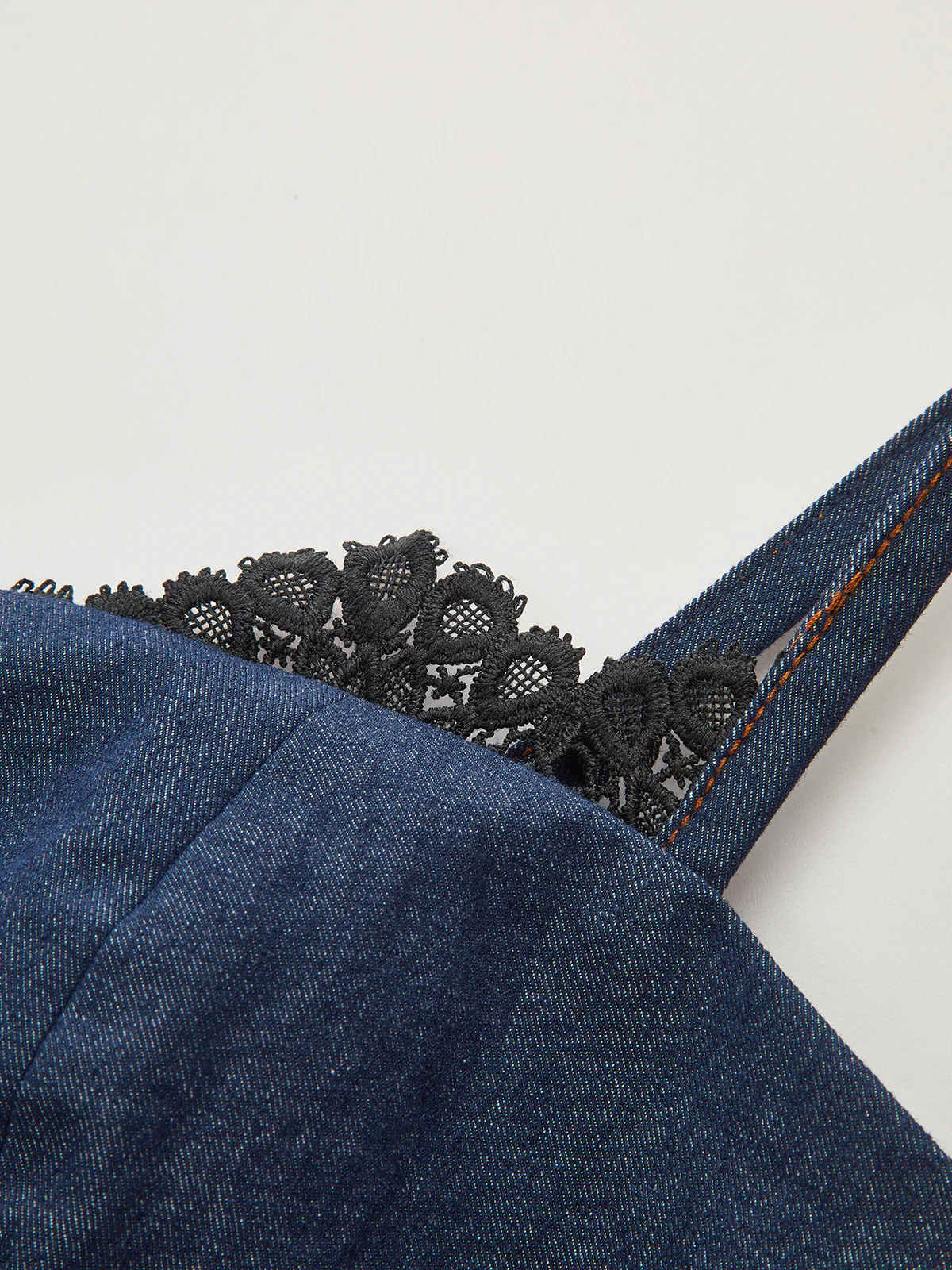 Lace Trim Denim Cami Maxi Dress - Wholesalesil