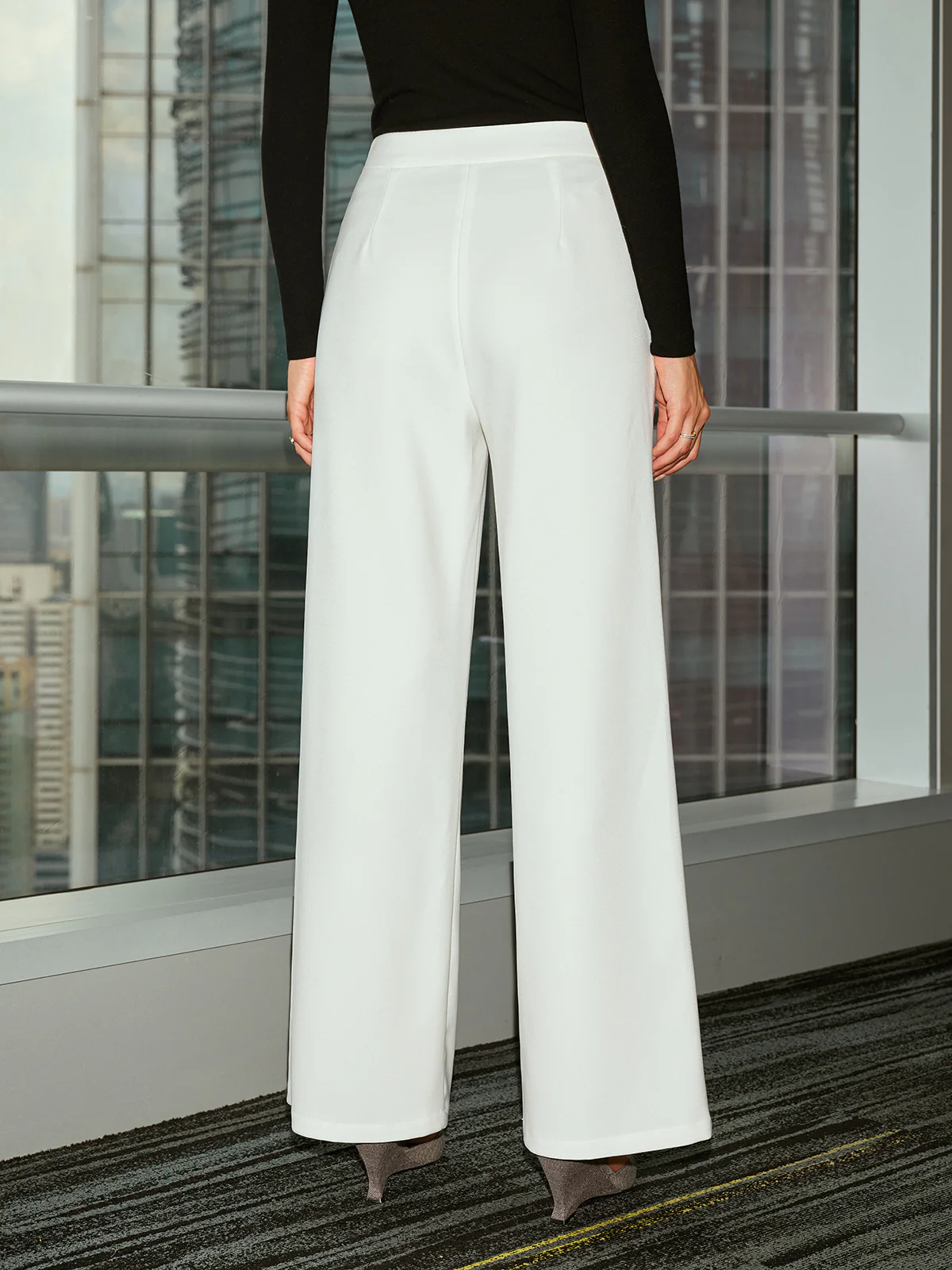Mid-Waist Casual Wide-Leg Pants - Wholesalesil