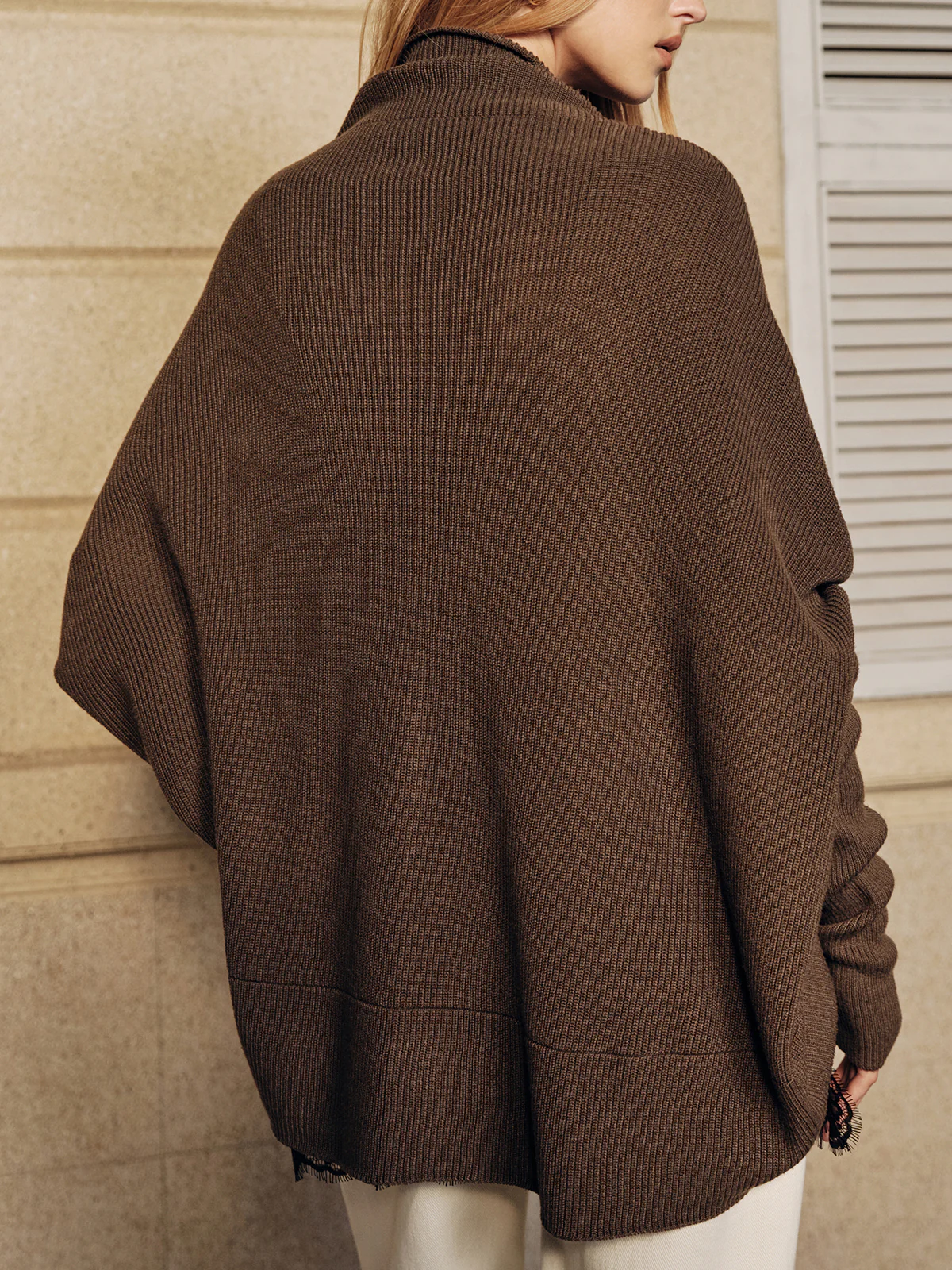 Wool Blend Batwing Sleeve Cardigan - Wholesalesil