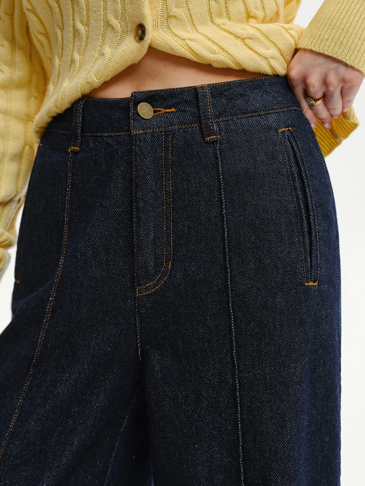 High-Waist Wide-Leg Denim Jeans - Wholesalesil
