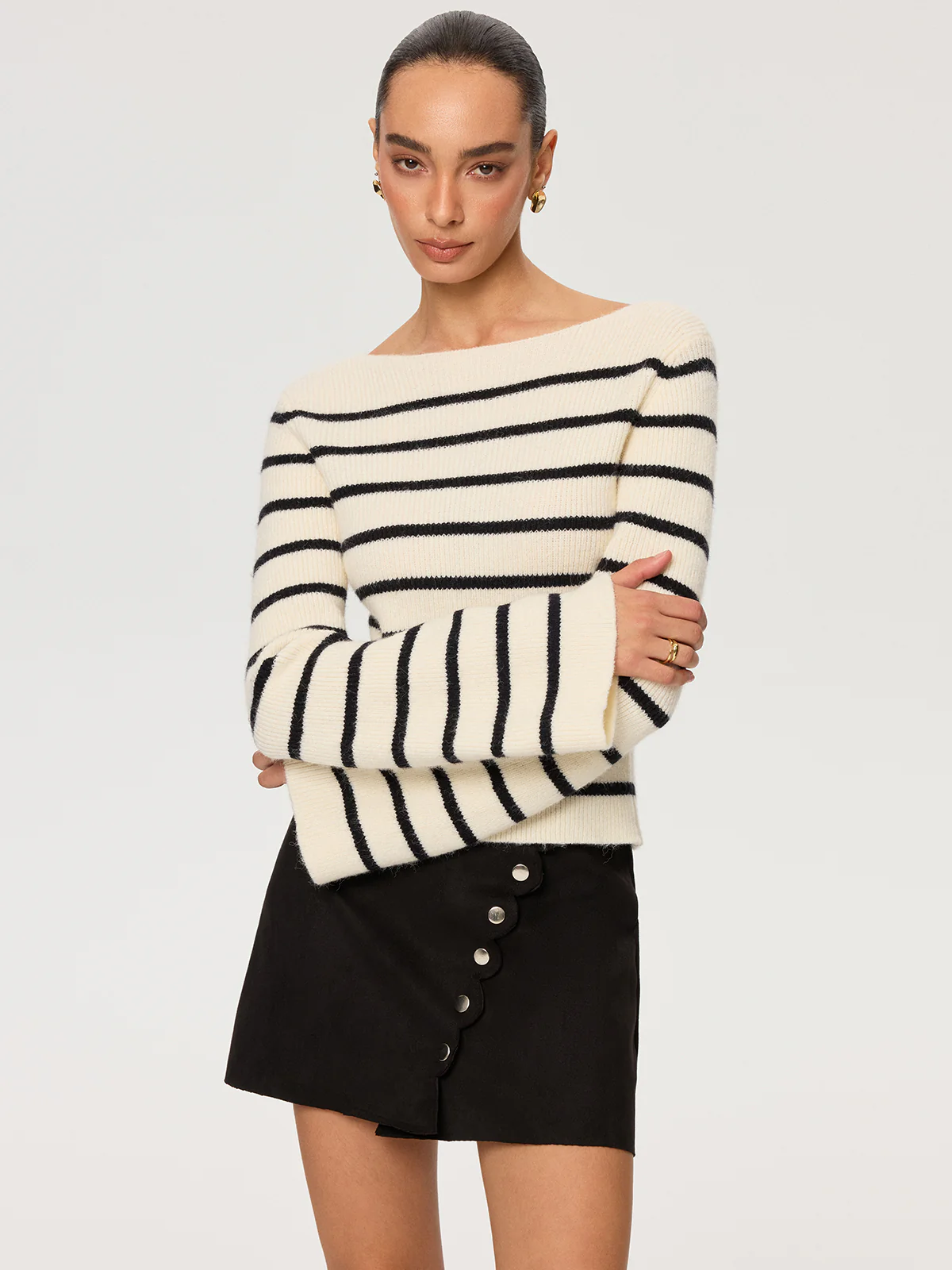 Reversible Striped Bow Cardigan - Wholesalesil