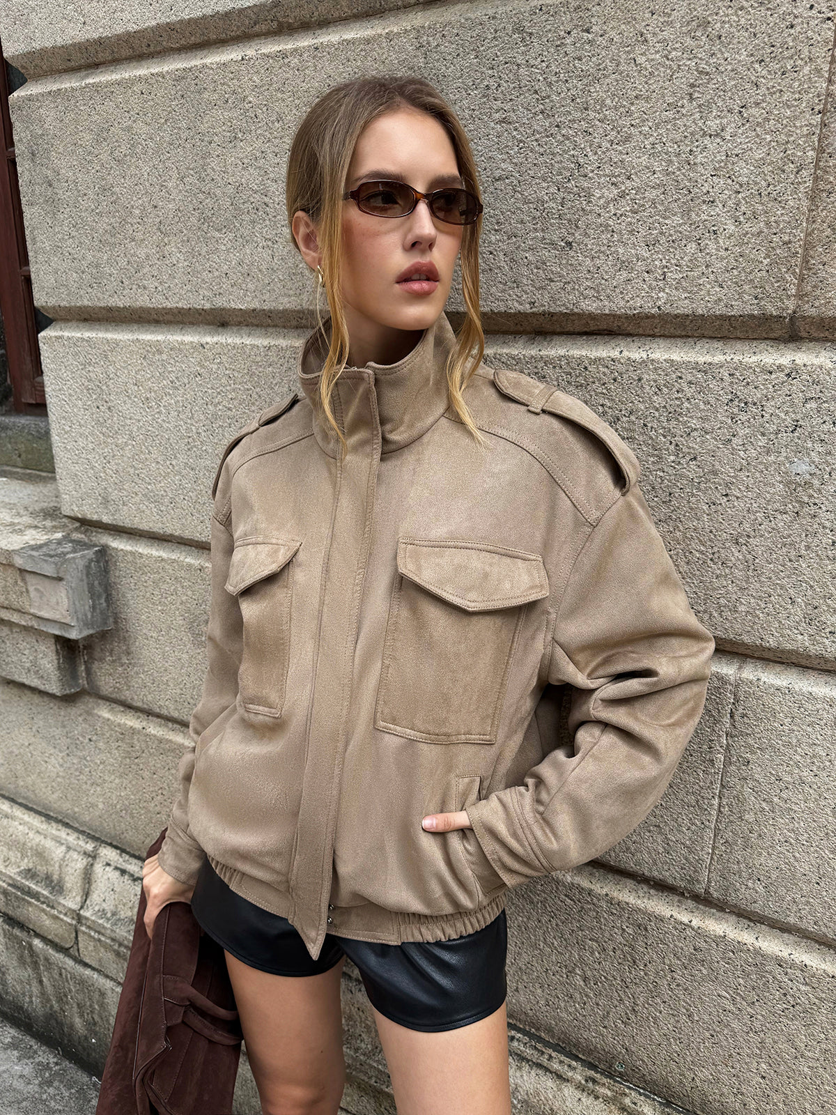 Oversized Long-Sleeve Utility Jacket - Wholesalesil