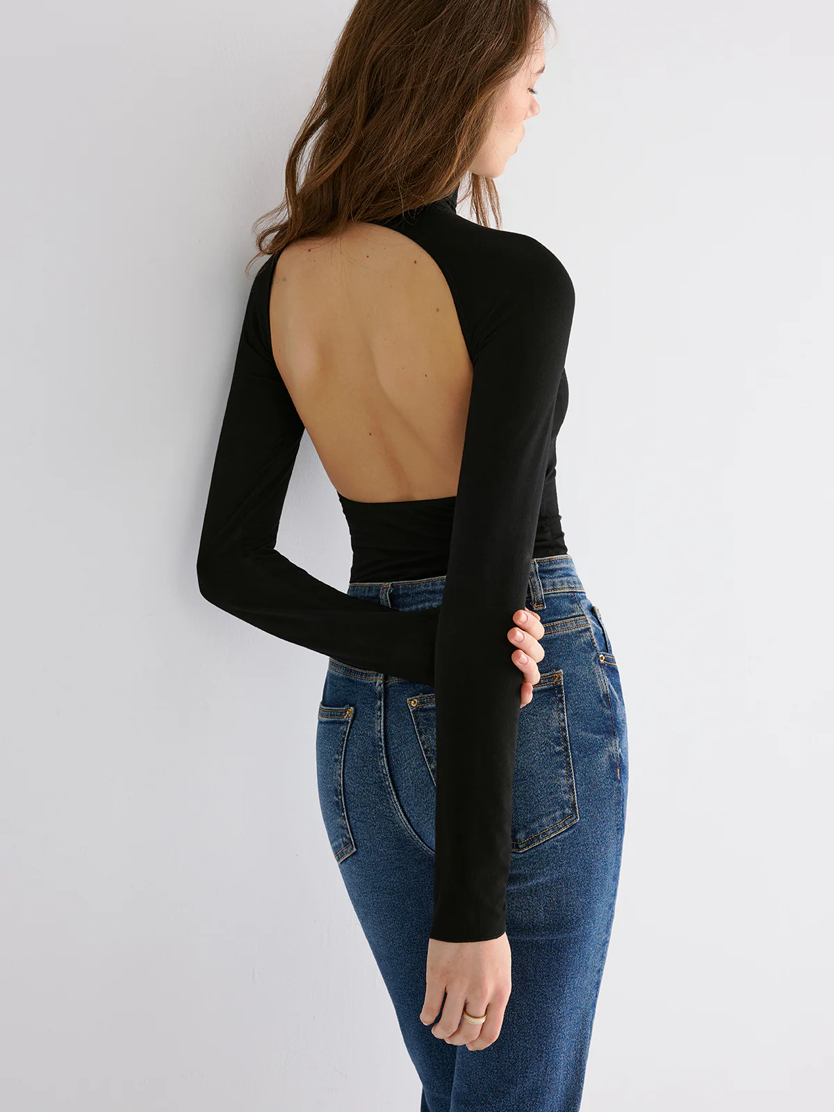 Bra Free Soft Line Open Back Long Sleeve Shirt - Wholesalesil