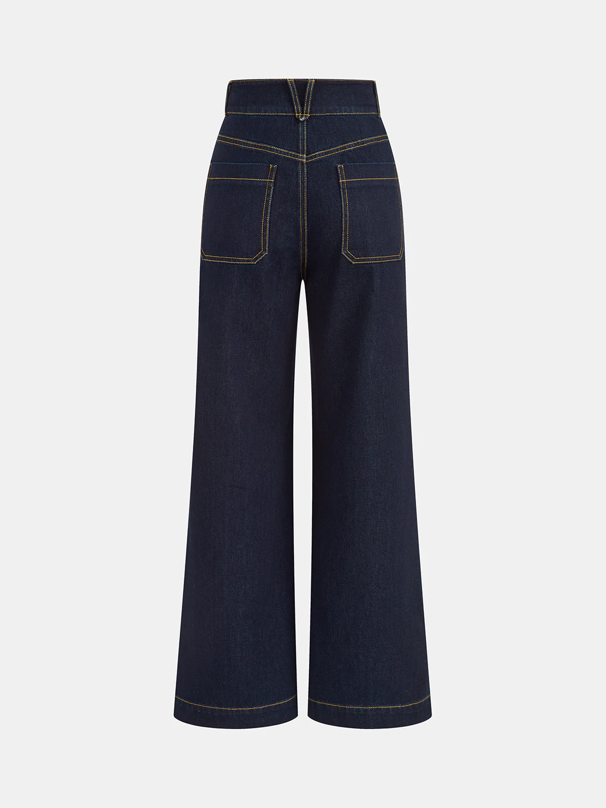 High-Waisted Double-Button Straight-Leg Denim Pants - Wholesalesil