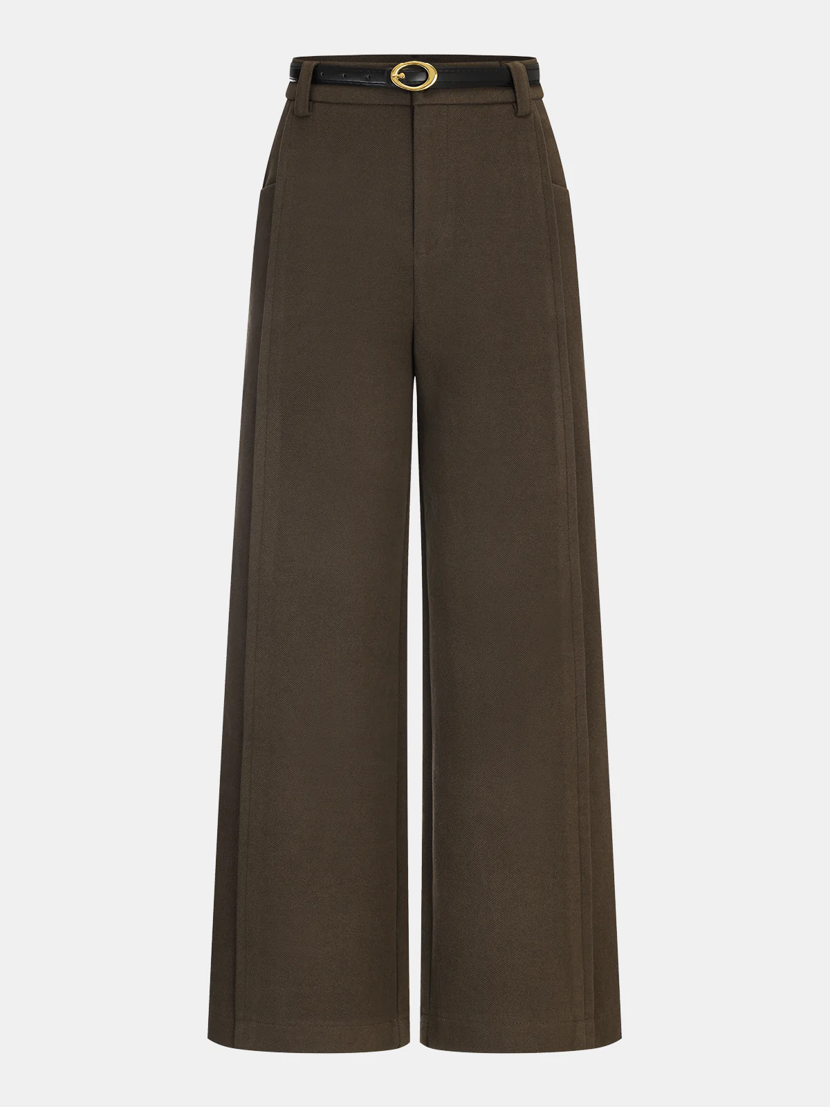 Belted Wool-Blend Straight-Leg Pants - Wholesalesil