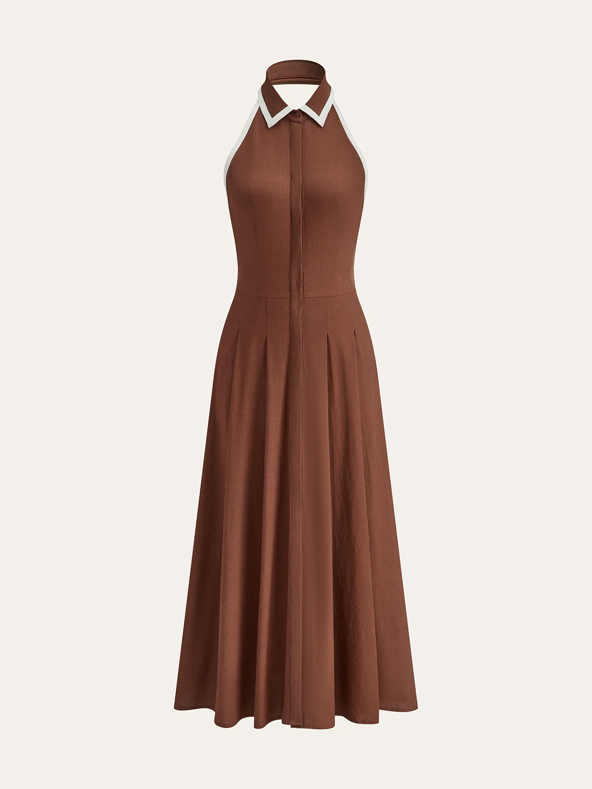 Pleated Dress with Trimed Collar - Wholesalesil