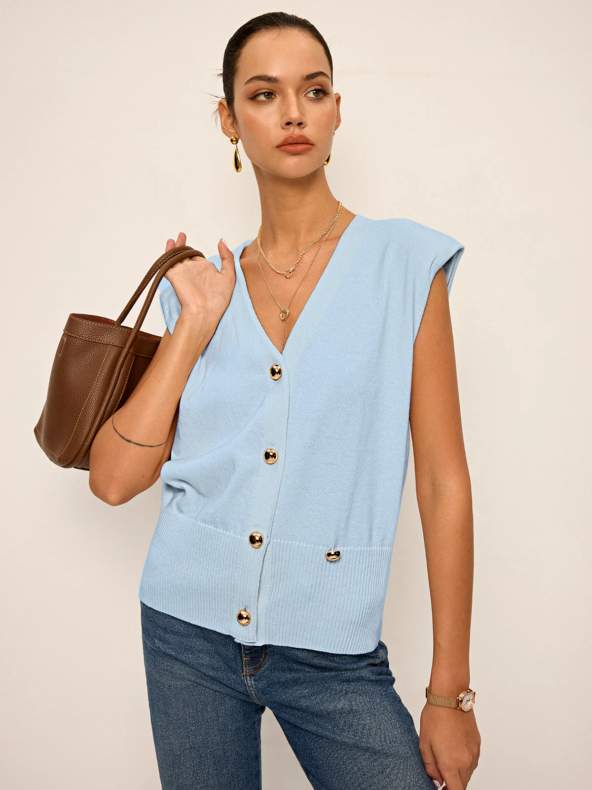 Asymmetric Two-Way Wear Knit Vest - Wholesalesil