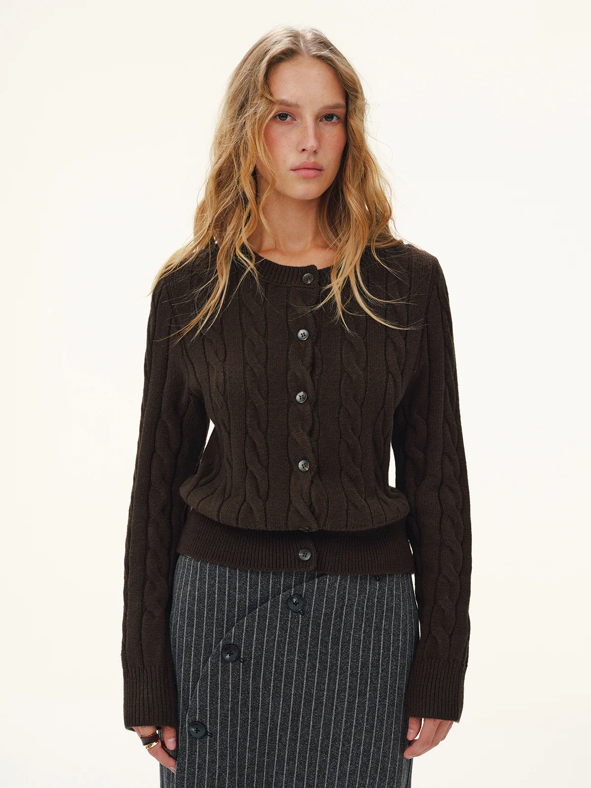 Button-Front Cable-Knit Cardigan - Wholesalesil