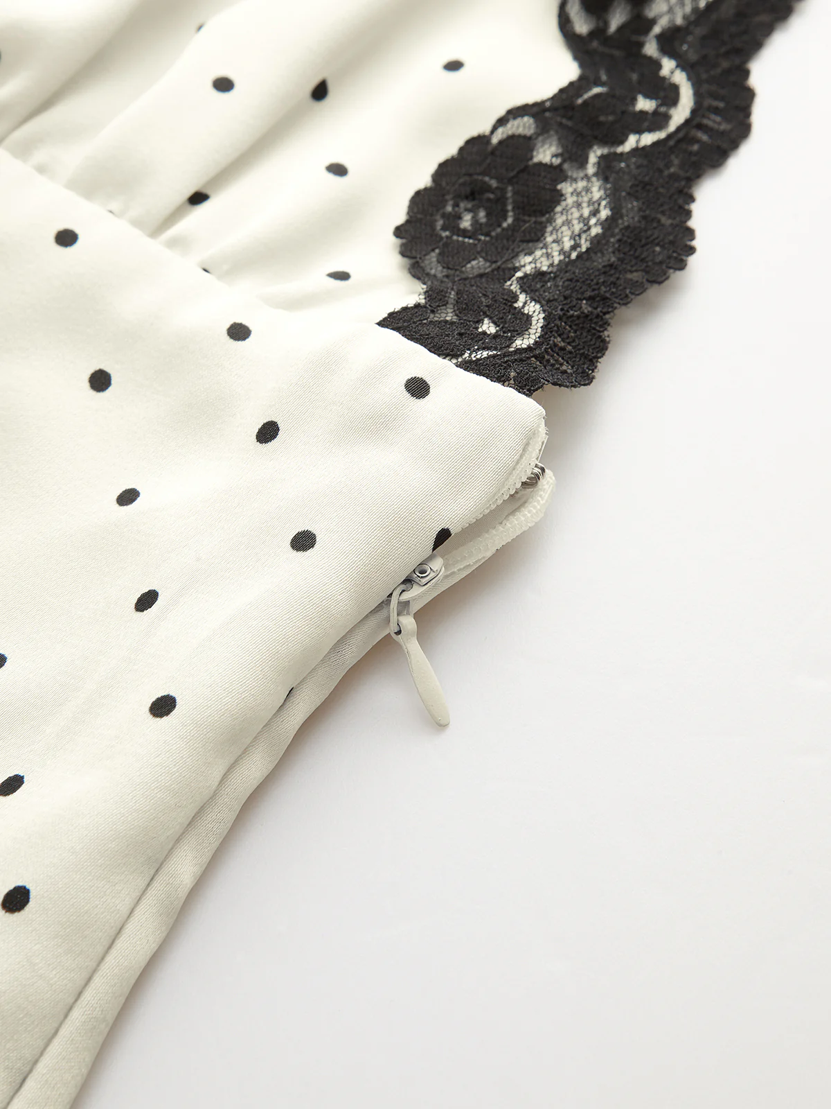 Lace Trim Polka Dot Cami Midi Dress - Wholesalesil