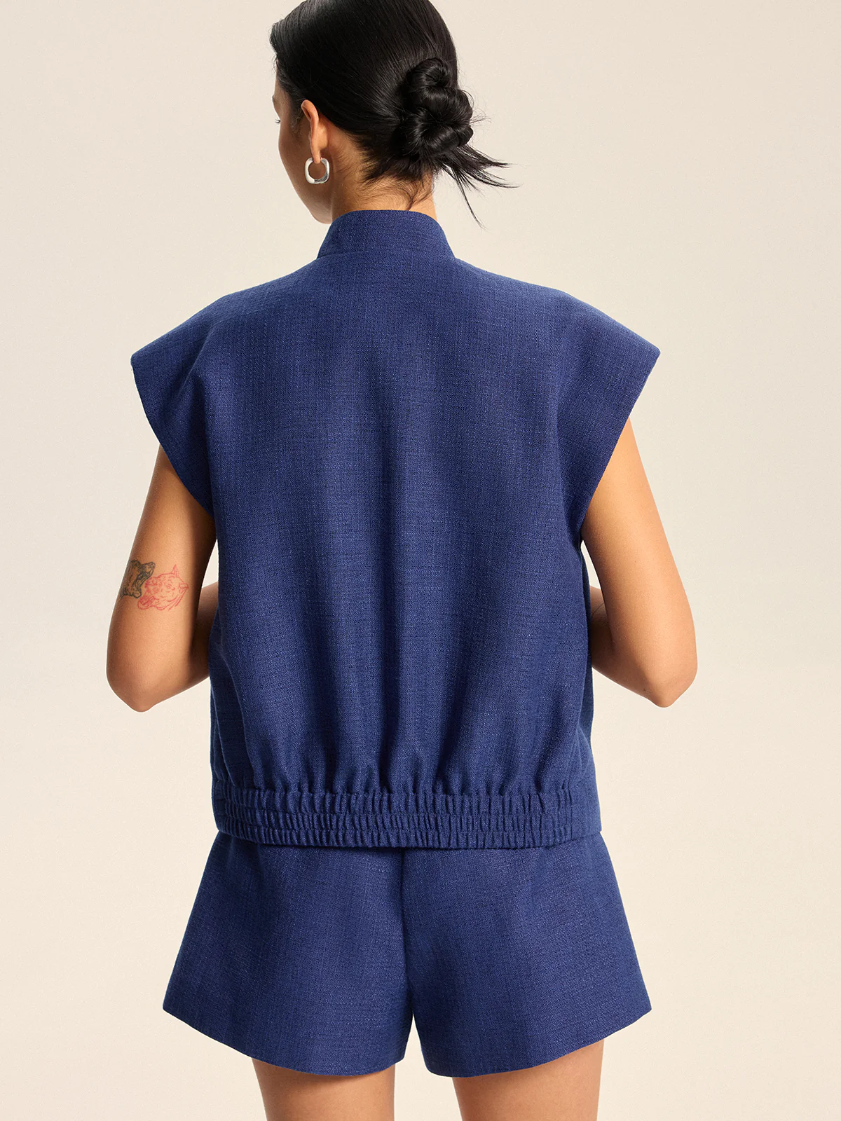 Cap Sleeve Collared Vest - Wholesalesil
