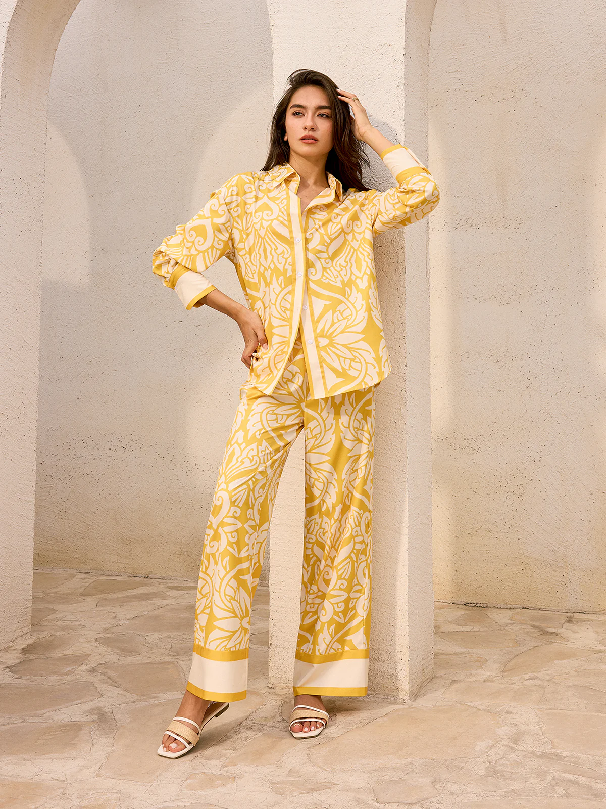 Oversized Patterned Shirt - Wholesalesil