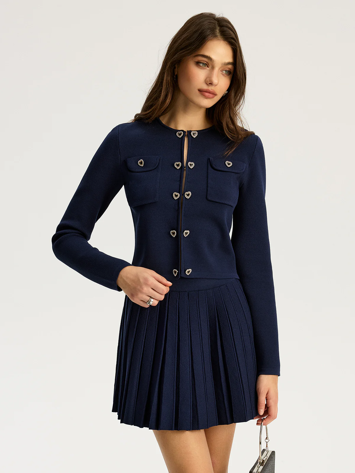 Heart Pair Button Cardigan - Wholesalesil