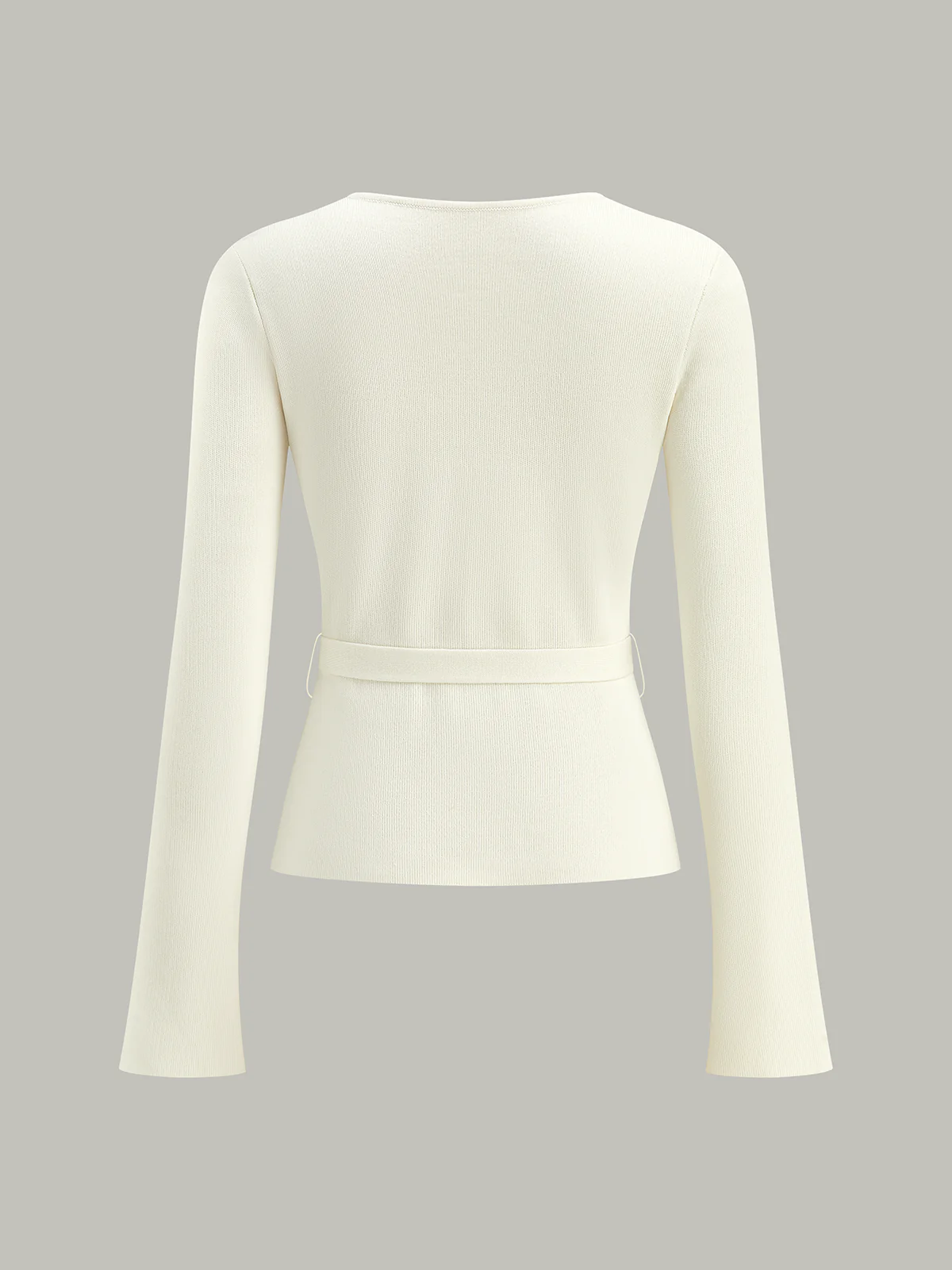 Belted V-Neck Knit Cardigan - Wholesalesil