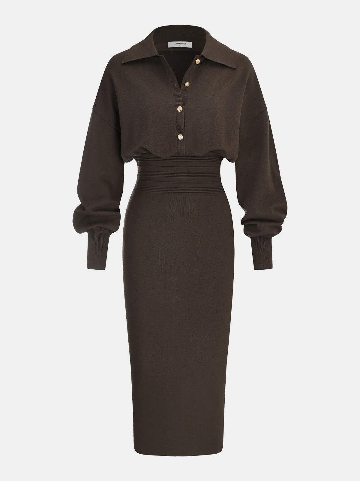 Cinched Waist Knit Shirt Dress - Wholesalesil