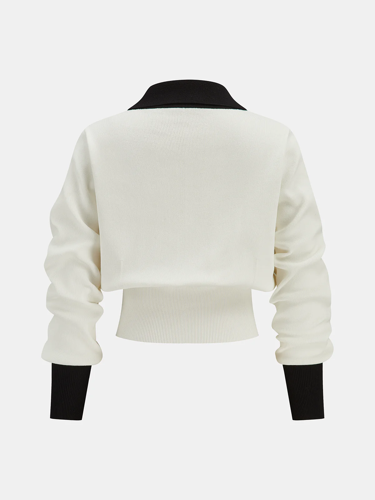 Metal Button Contrast Trim Knit Top - Wholesalesil