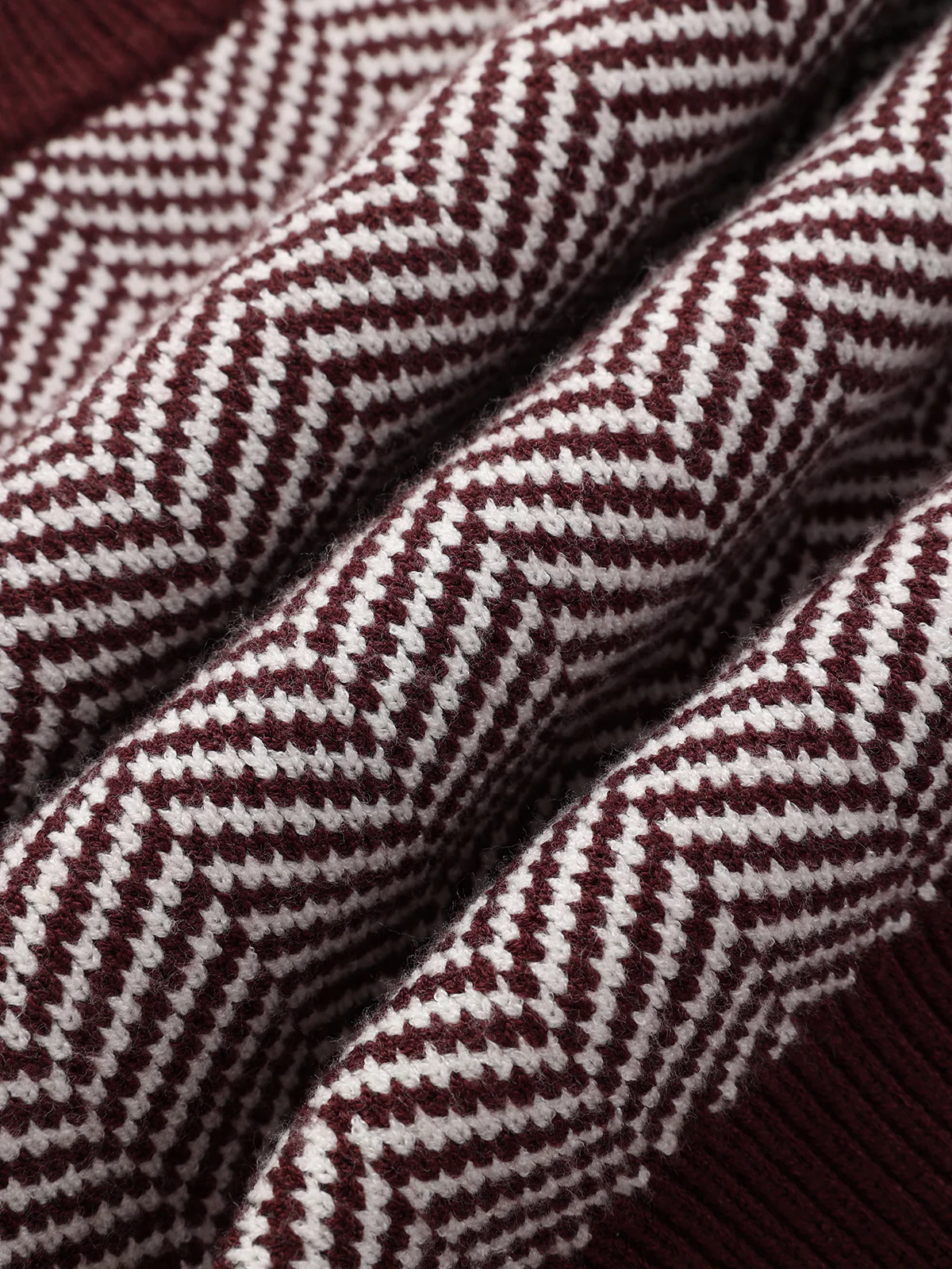 Cinched Waist Herringbone Sweater - Wholesalesil