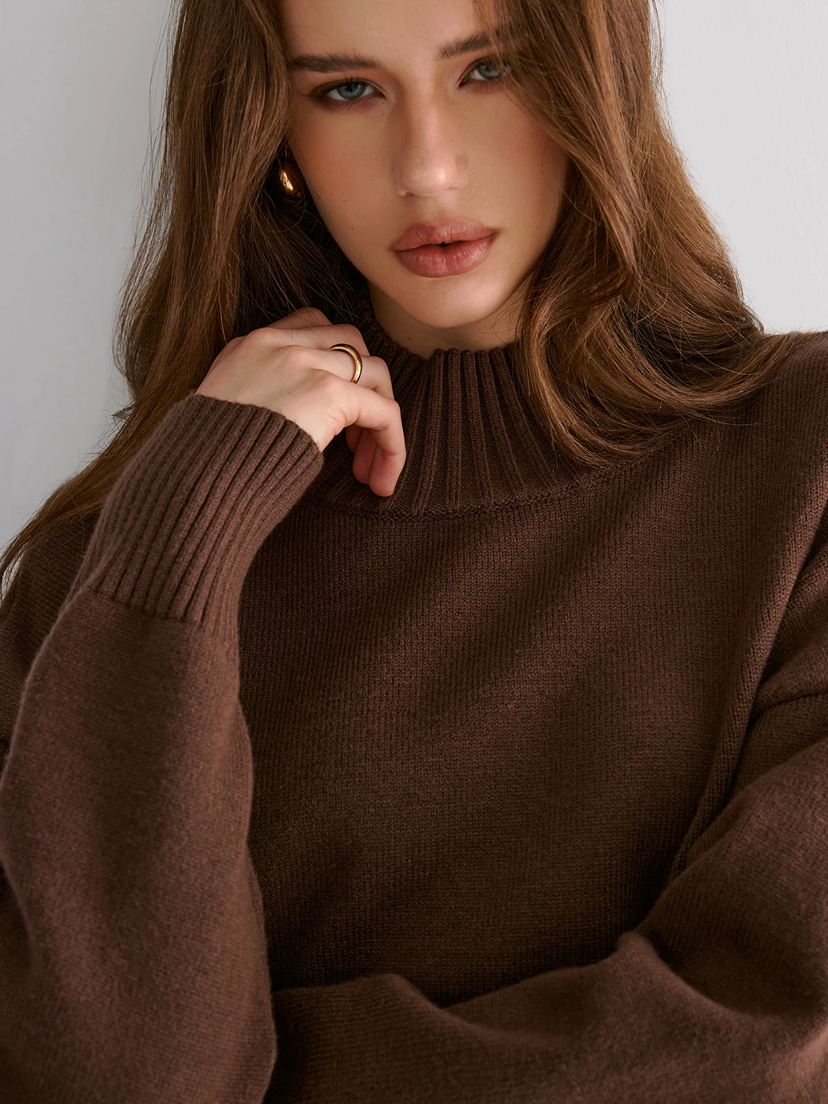 Oversized Drop Shoulder Crew Neck Sweater - Wholesalesil