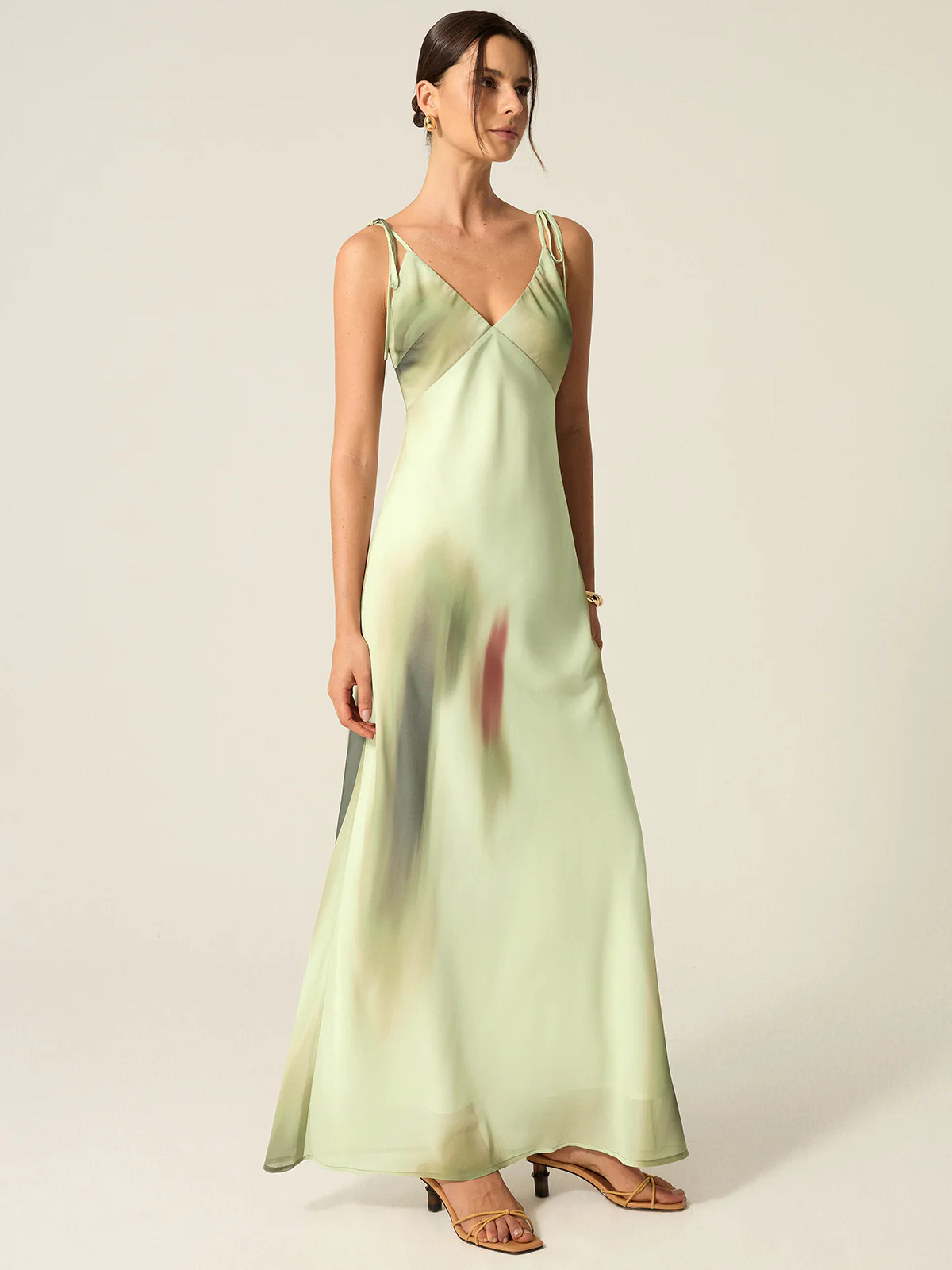 V-Neck Printed Maxi Dress - Wholesalesil