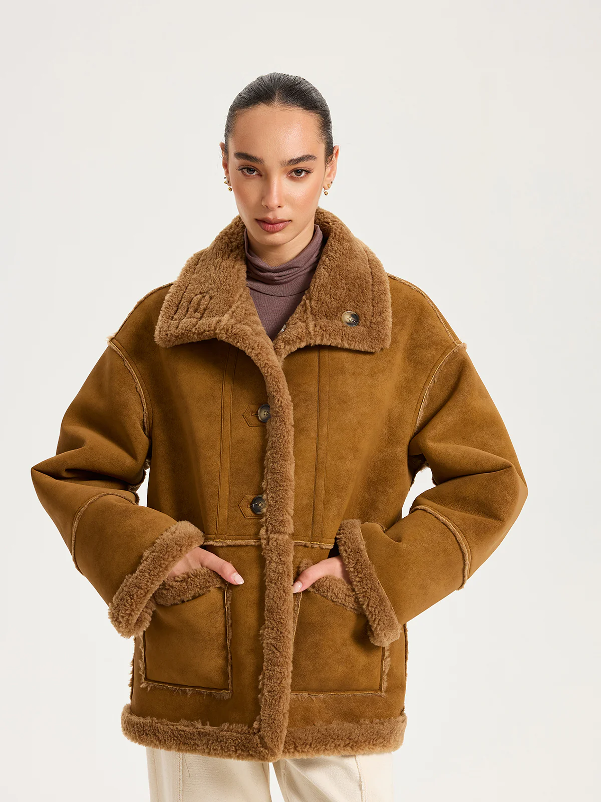 Reversible Shearling Collared Jacket - Wholesalesil