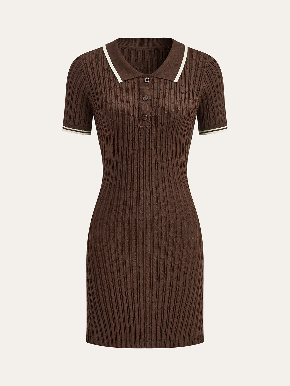 Cable-Knit Short-Sleeve Polo Dress - Wholesalesil