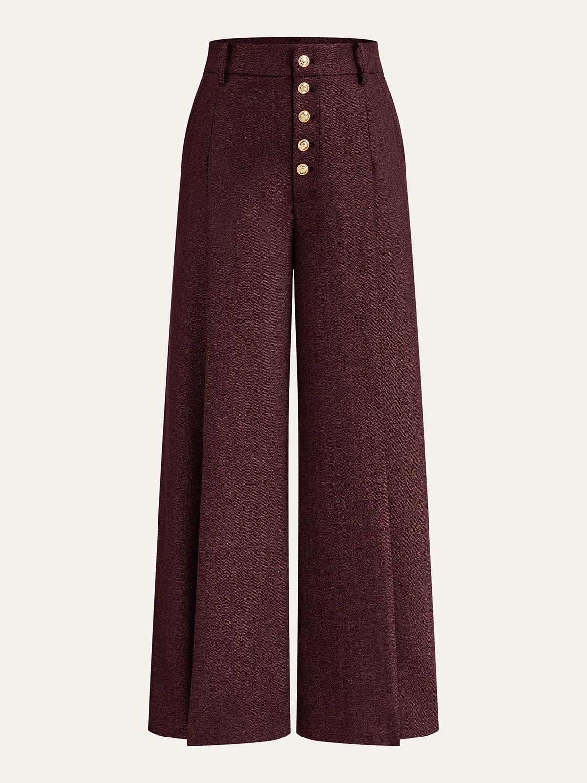 High-Waisted Button-Front Wide-Leg Pants - Wholesalesil