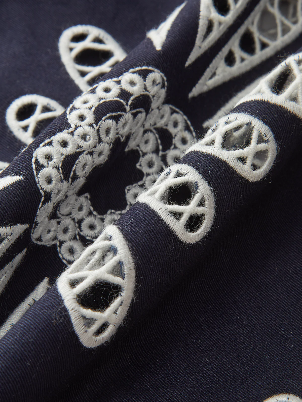 Floral Eyelet Embroidery Cotton Blend Blouse - Wholesalesil