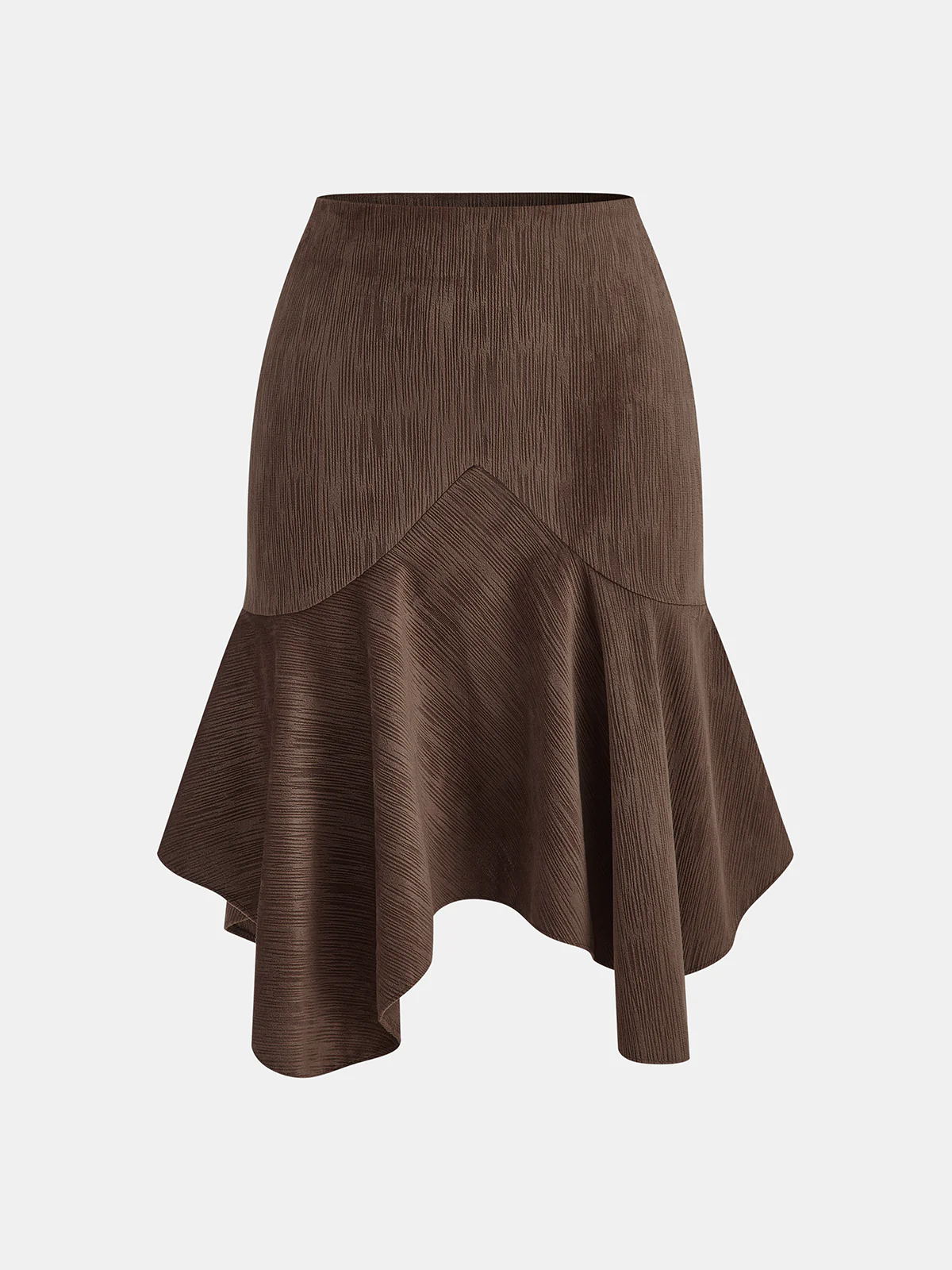 Asymmetric Ruffled Hem Midi Skirt - Wholesalesil