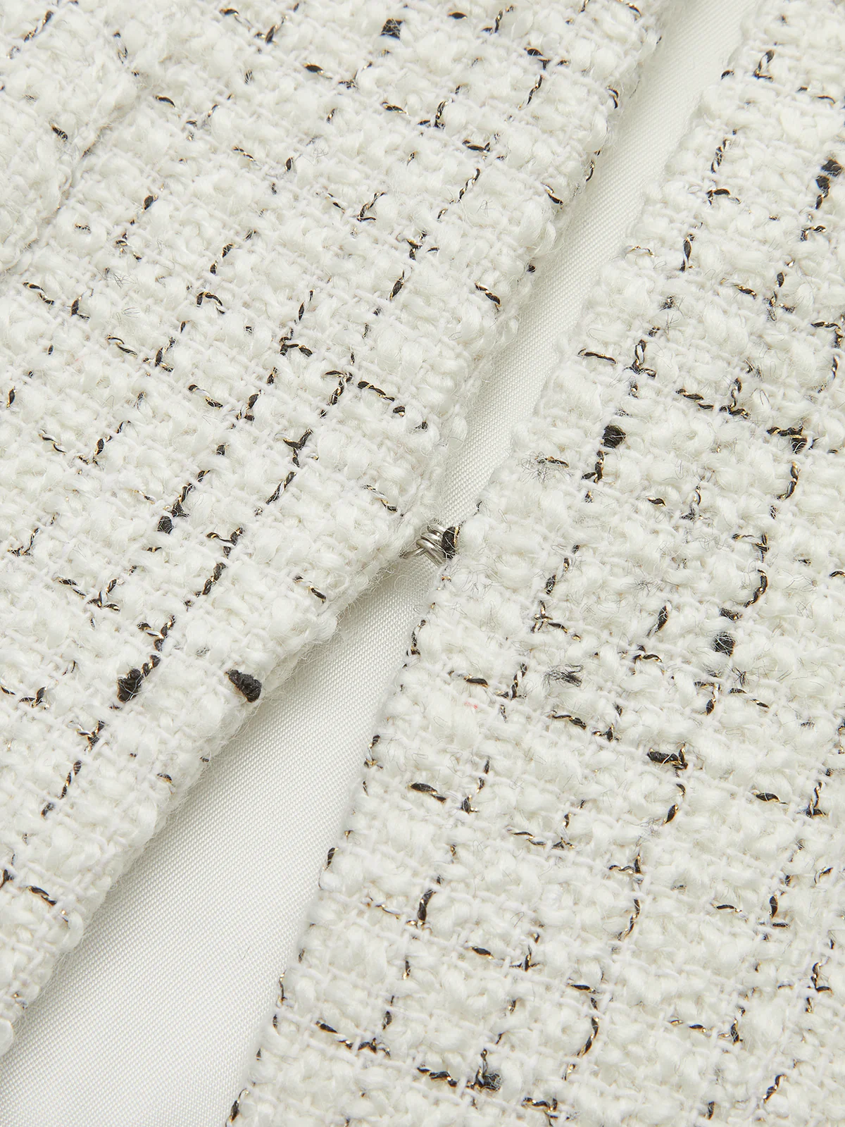 Metal Detail Knot Button Tweed Jacket - Wholesalesil