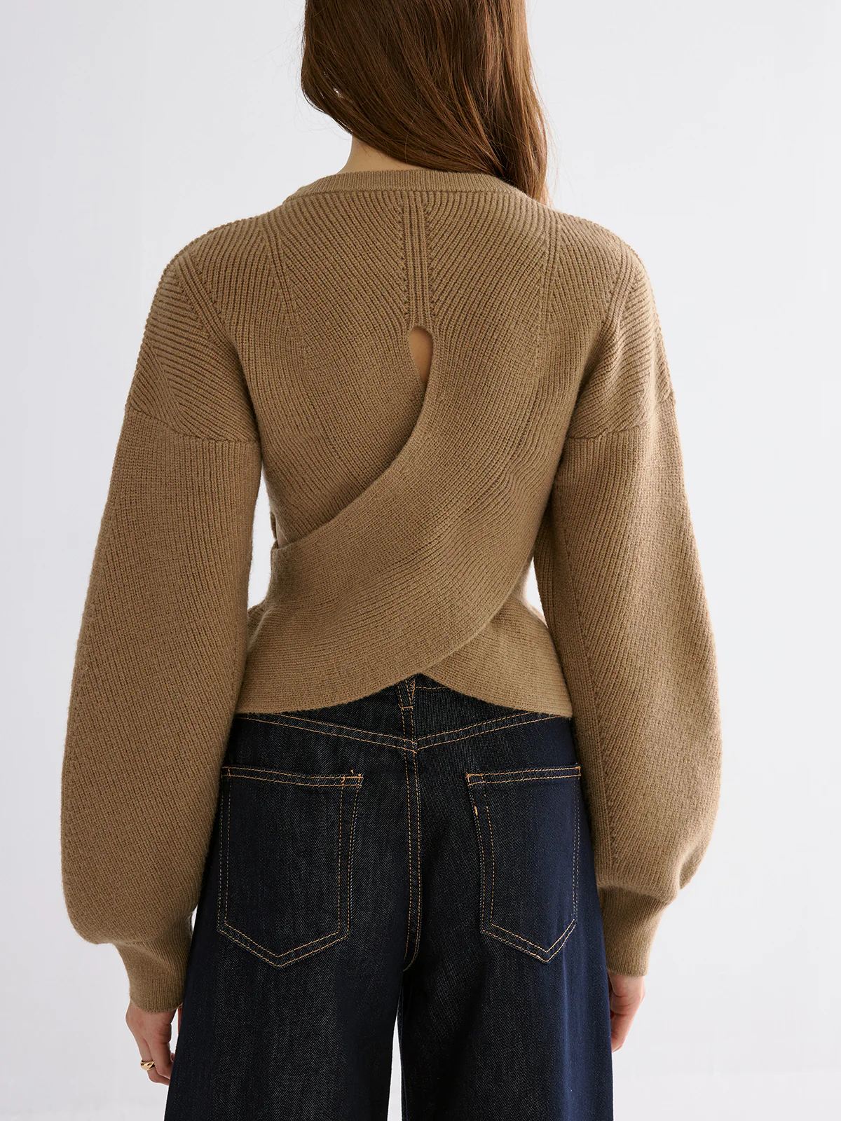Cut-out Asymmetrical-Hem Sweater - Wholesalesil