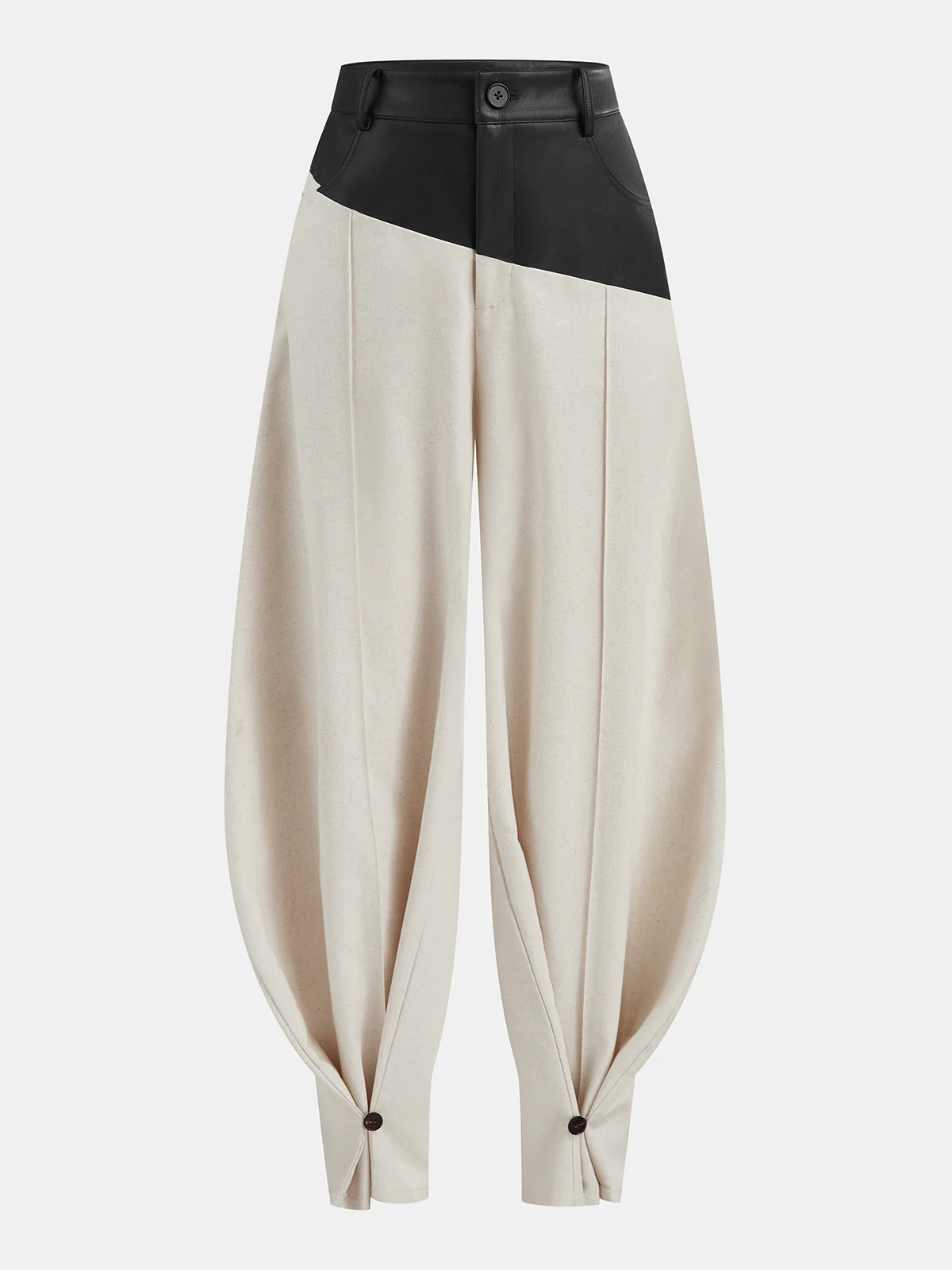 Faux Leather Paneled Balloon Pants - Wholesalesil