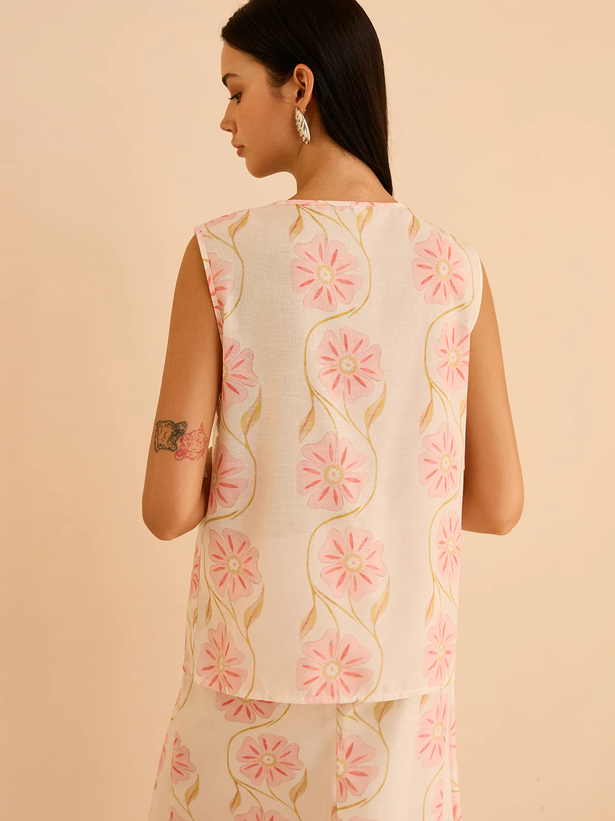 Floral Print Sleeveless Vest - Wholesalesil