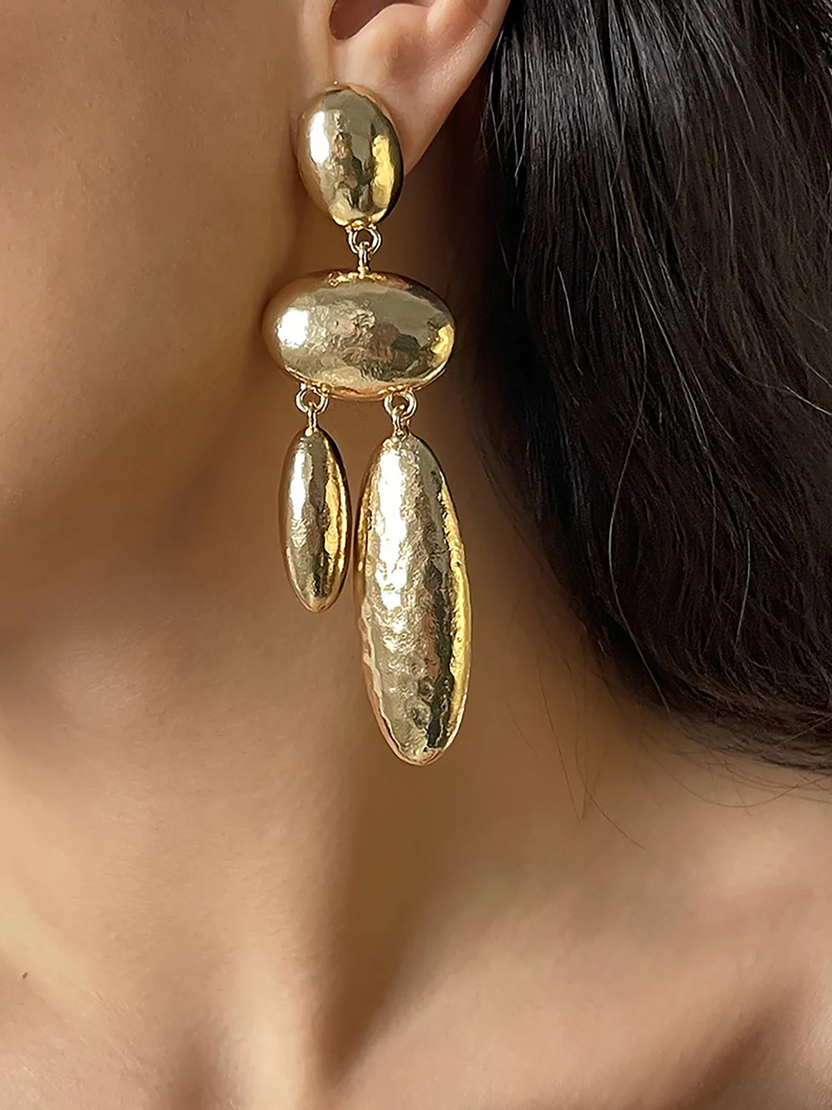 Long Alloy Geometric Drop Earrings - Wholesalesil